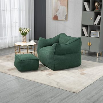 Ulife Sitzsack Sessel Bequemer Boucle Sitzsack Stuhl mit Hocker, Indoor Super weiches faules Sofa mit Memory Schwamm Füllung