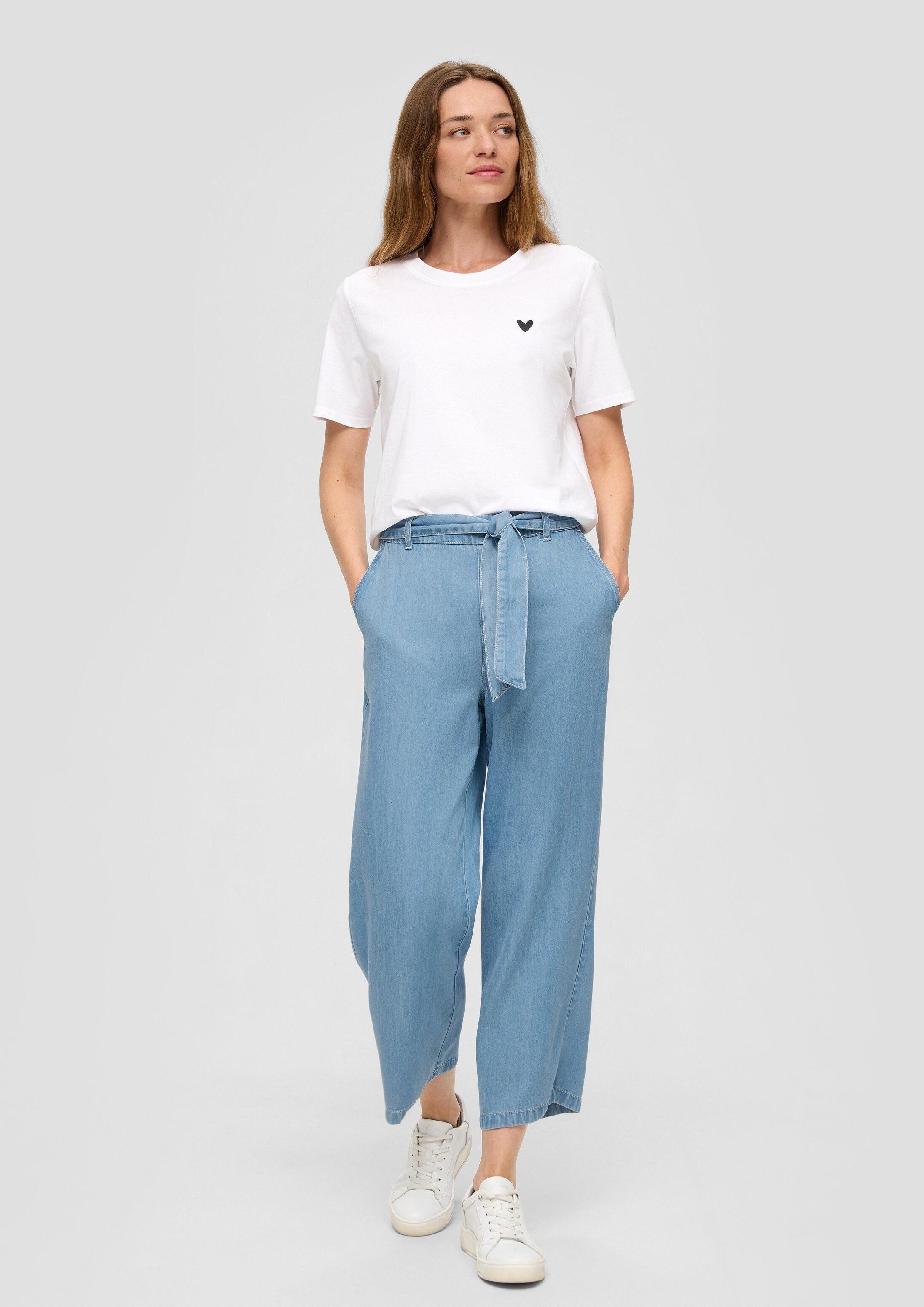 s.Oliver Weite Jeans Hose Culotte-Jeans aus Lyocell / High Rise / Wide Leg / Bindegürtel – Bild 5 von 5