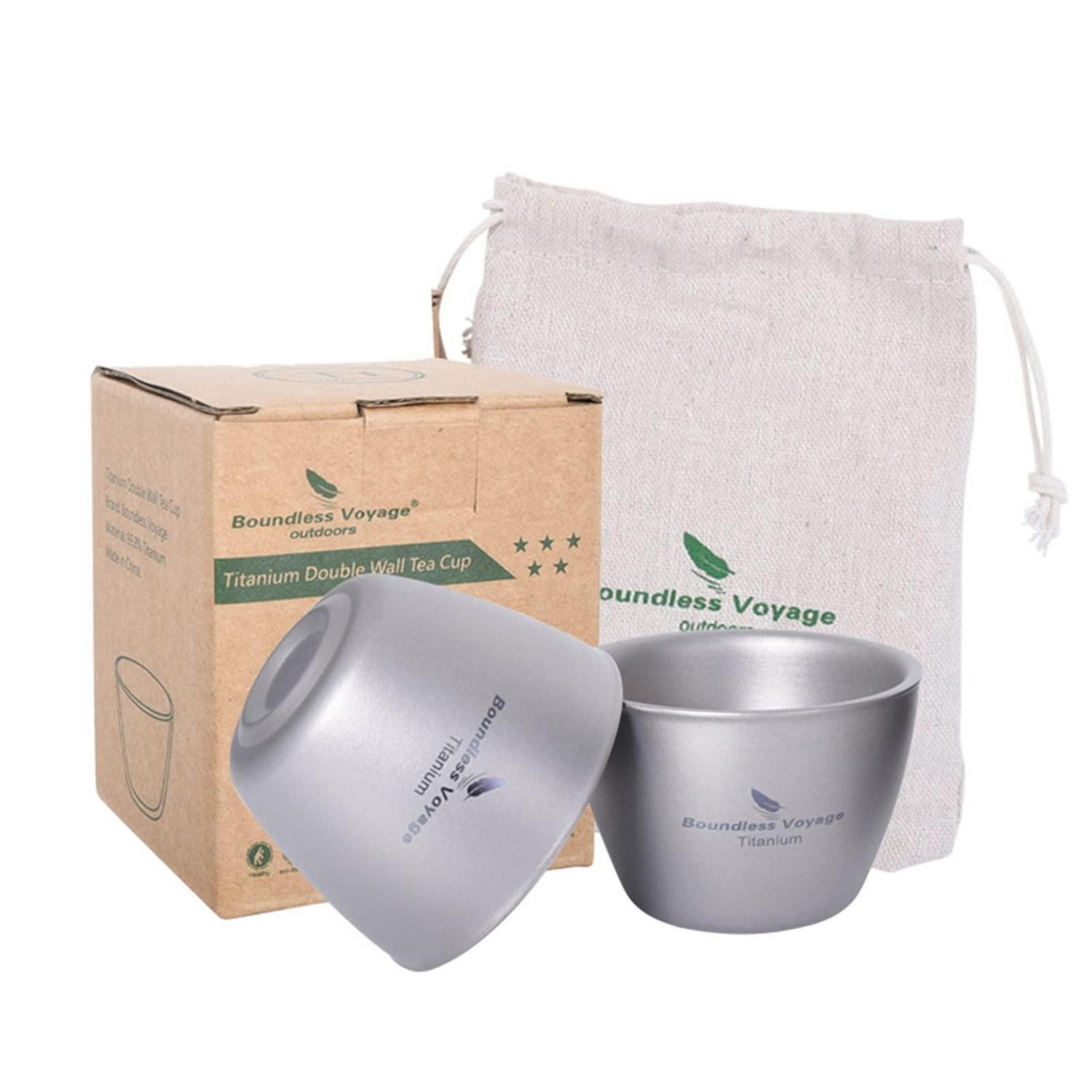 LuxusKollektion Espressotasse Titan Teetasse 40ml Doppelwandig 2St Set, Metall