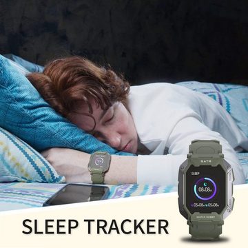 AMZSA Tracker Herren Aktivitätstracker Schrittzähler Sport Smartwatch (1.71 Zoll, Andriod iOS), mit Fitness Tracker Armband Pulsuhr IP68 Wasserdicht 24 Sportmodi