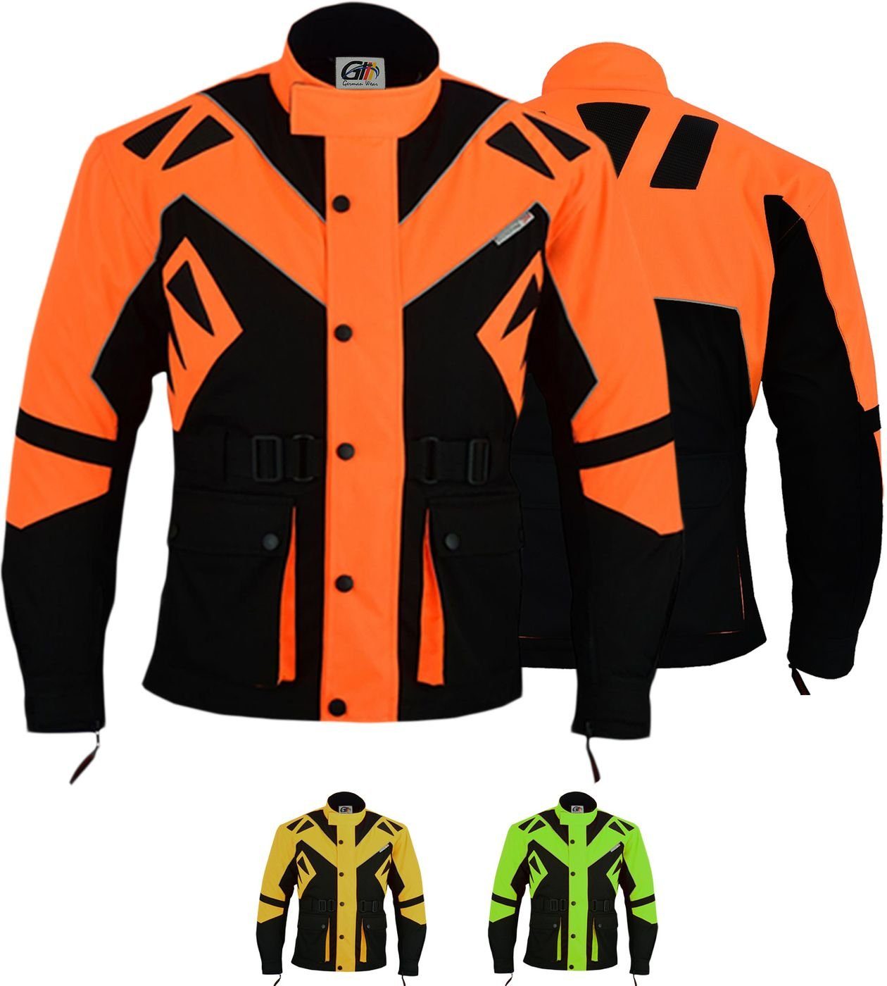 German Wear Motorradjacke GW300J Textil Motorradjacke Kombigeeignet mit Protektoren Orange