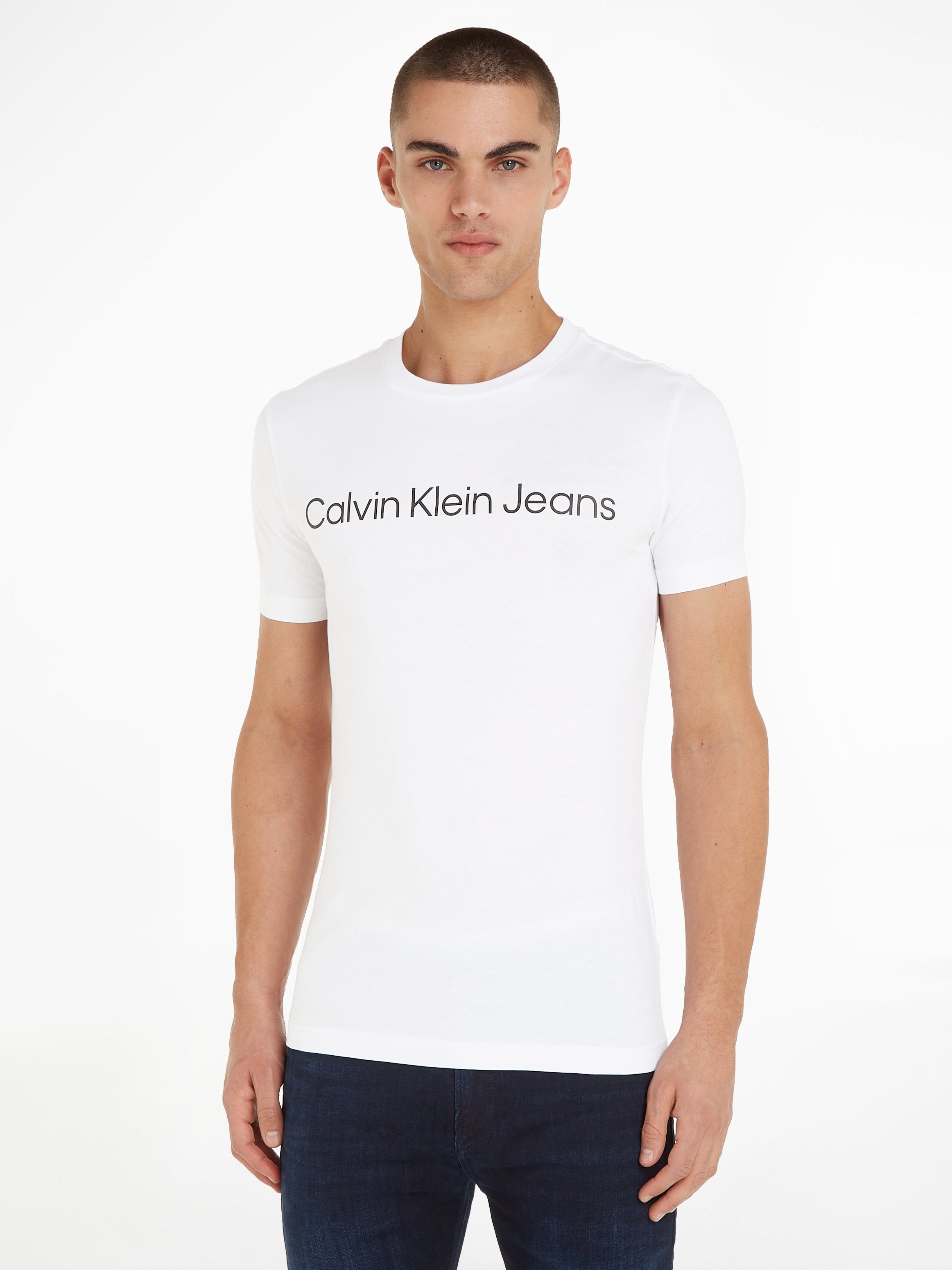 Calvin Klein Jeans T-Shirt CORE INSTITUTIONAL LOGO SLIM TEE Bright White | T-Shirts