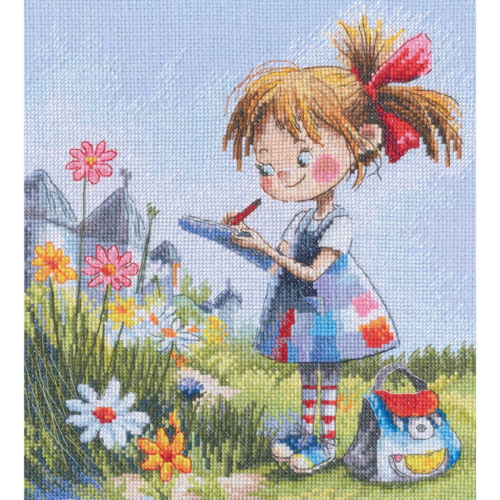 RTO Kreativset RTO Kreuzstich Stickpackung "Blumenliste", Zählmuster, 21,5x23,5cm, (embroidery kit by Marussia)