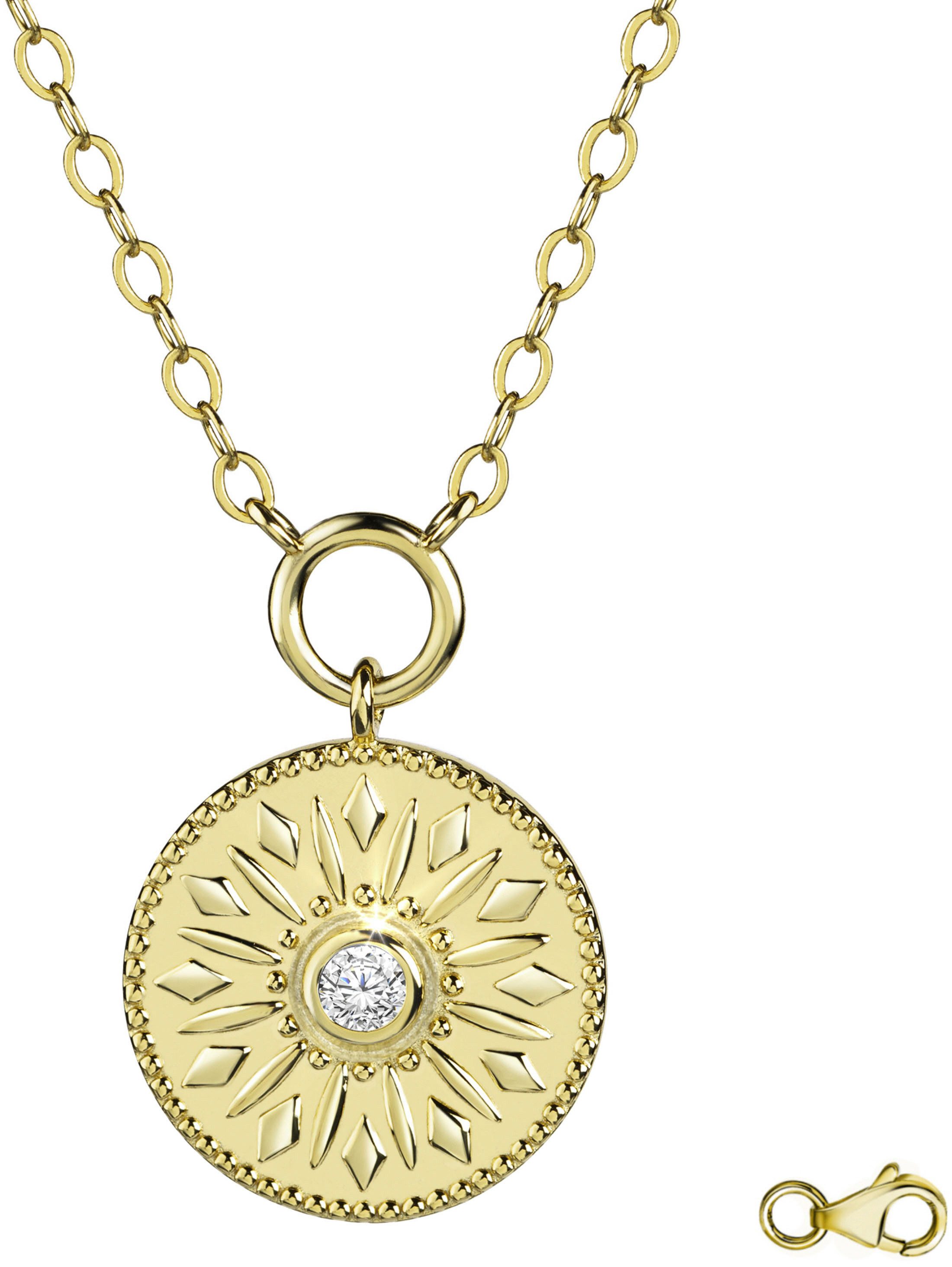 Kette mit Anhänger Schmuck Geschenk Silber 925 Halsschmuck Ankerkette Anhänger Sonne