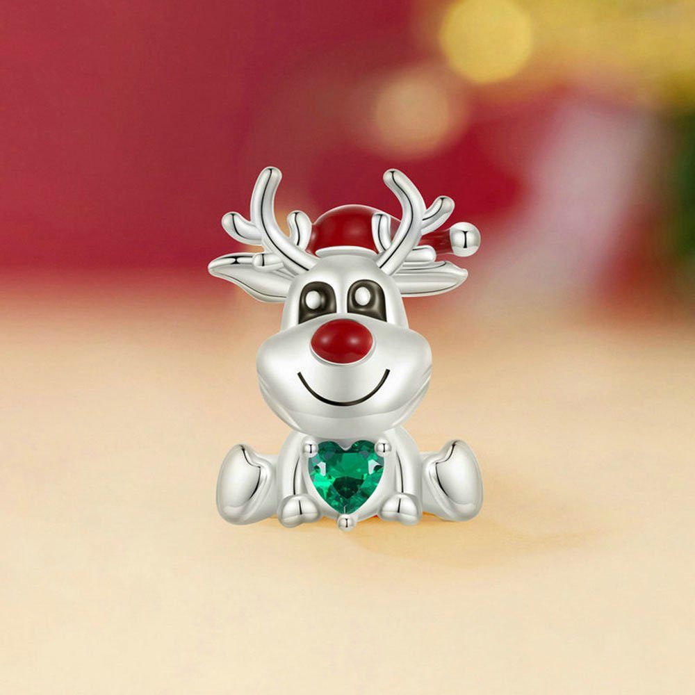 POCHUMIDUU Bead 925 Sterling Silber für Perlen Elch (1-tlg., Armband diy Halsketten), Perlen Armbänder, Cute Weihnachtsgeschenk