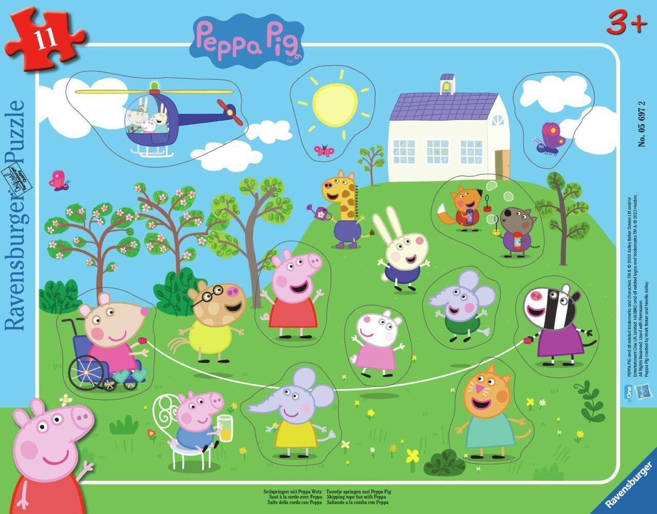 Ravensburger Puzzle Ravensburger Kinderpuzzle 05697 - Seilspringen mit Peppa Wutz - 11..., 11 Puzzleteile