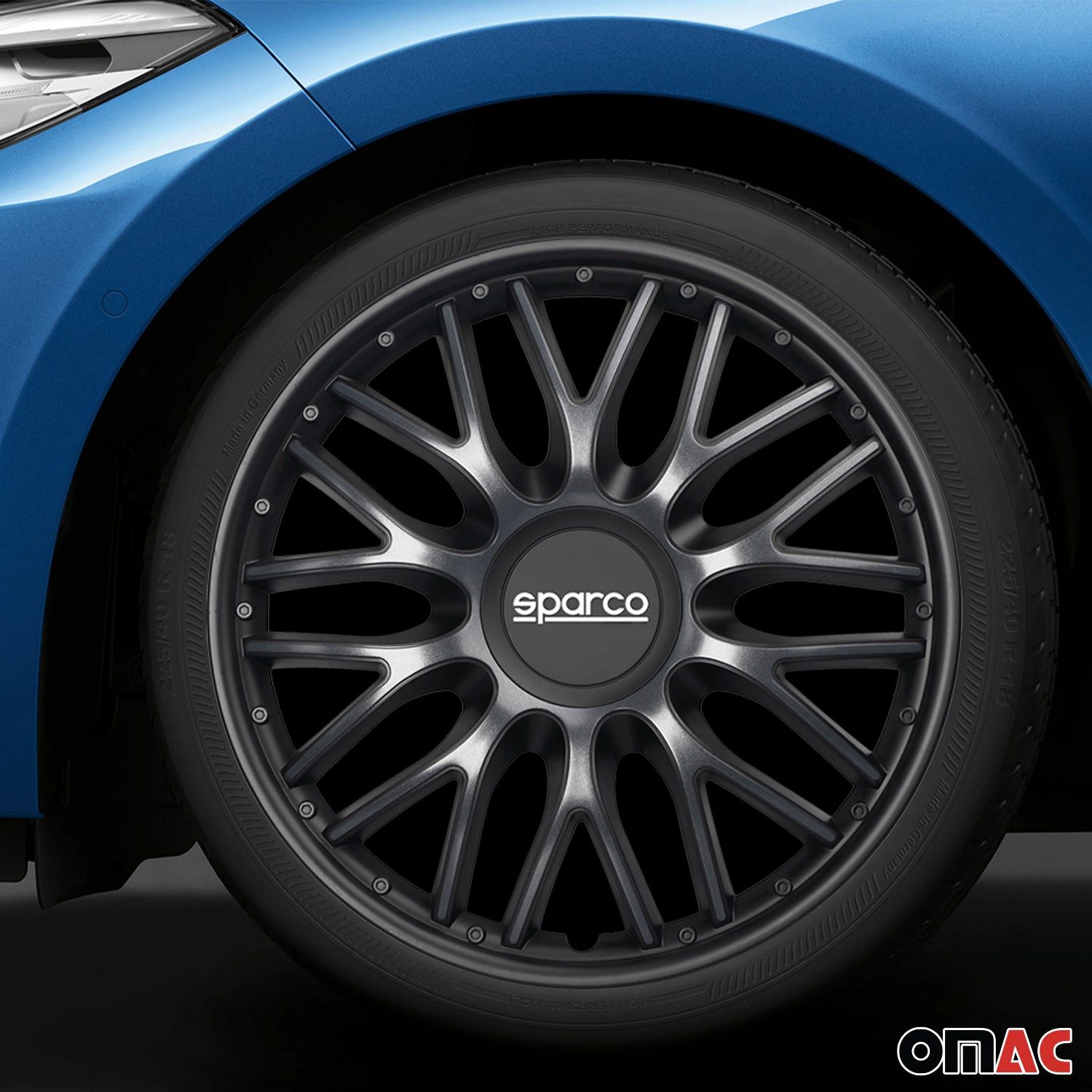 OMAC Radkappen Sparco 14 Zoll Roma Silber Grau 4tlg, (4-St) Einfache Installation, Haltbar