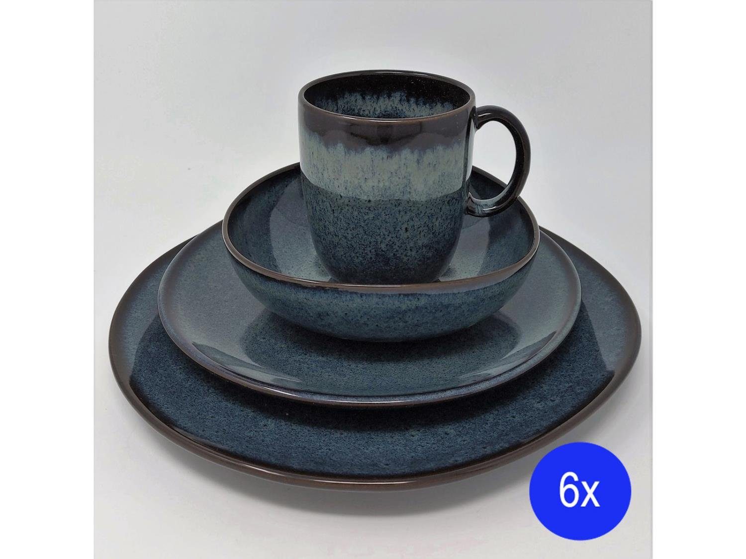 Villeroy & Boch Tafelservice Lave Gris, Steingut, Spülmaschinengeeignet