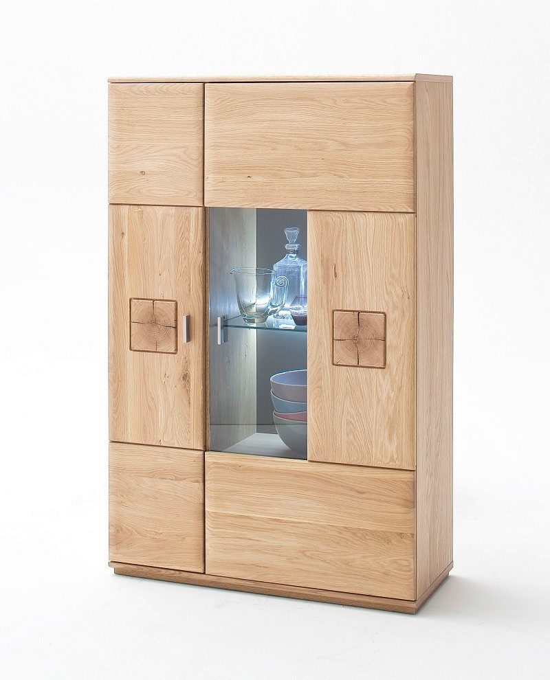 MCA furniture Vitrine Highboard Bologna, Eiche Bianco, ohne Beleuchtung