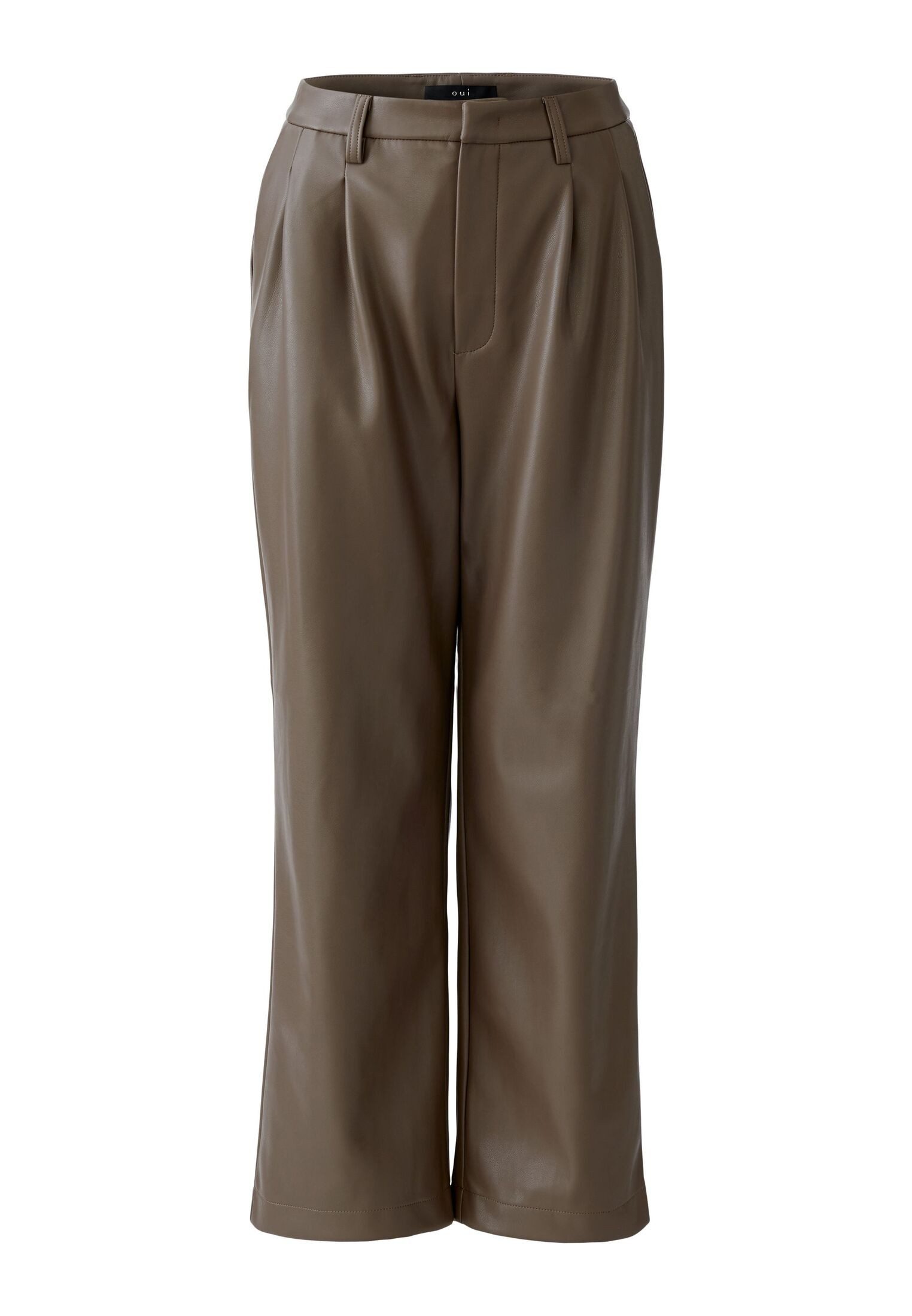 Oui Stoffhose Bundfaltenhose in Lederoptik günstig online kaufen