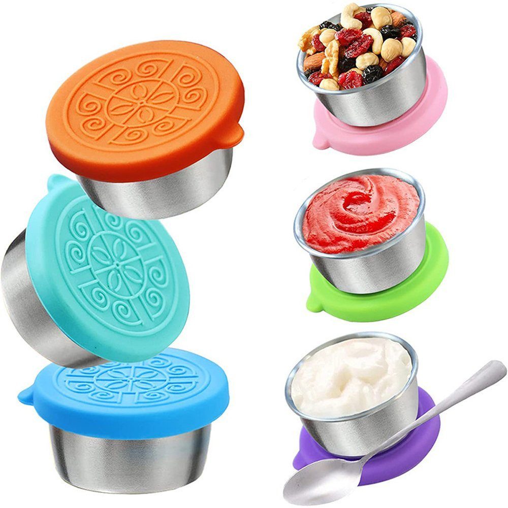 feinlux Marmeladenglas Salatdressing Behälter, (Set, 6-tlg., 6x50ml Kleine Edelstahl dressing behälter, (6-tlg), 304 Edelstahl, lebensmittelecht