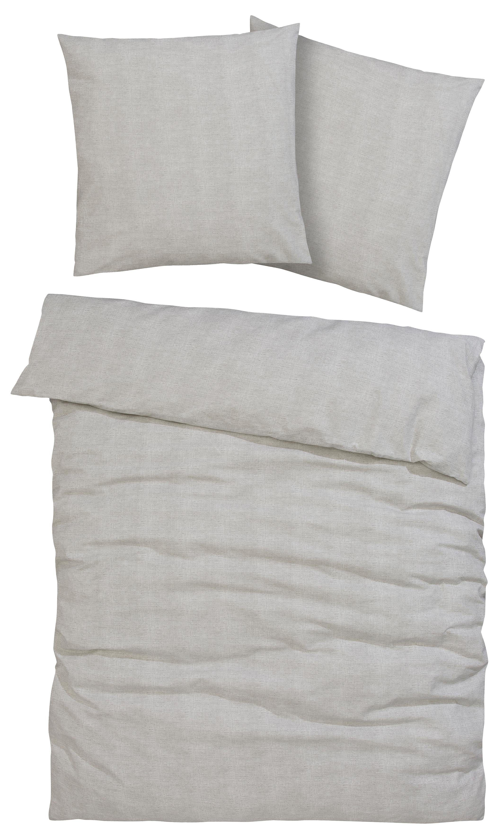 OTTO home Bettwäsche Melli, Biber (180g/m), 2 teilig, Bettwäsche aus Baumwolle, Leinen-Look in Melange-Optik