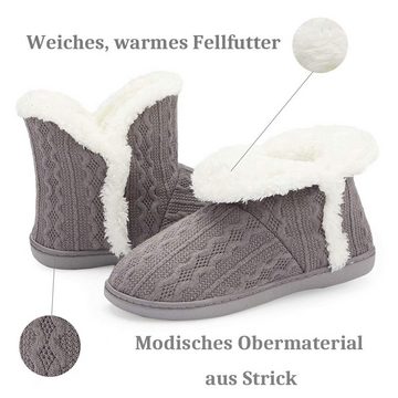 BBSCE Hausschuhe Damen Winter Warm Fuzzy House Knit Bootie Plüsch Hausschuhe