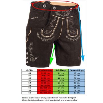 PAULGOS Trachtenhose Herren Lederhose Kurz mit Trägern 100% Echtleder - HK1