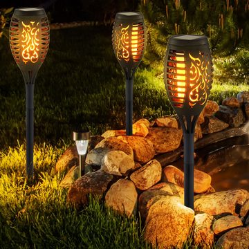 etc-shop LED Außen-Stehlampe, LED-Leuchtmittel fest verbaut, Warmweiß, Solarlampen für Außen Gartendeko Fackeln Gartenfackel, LED