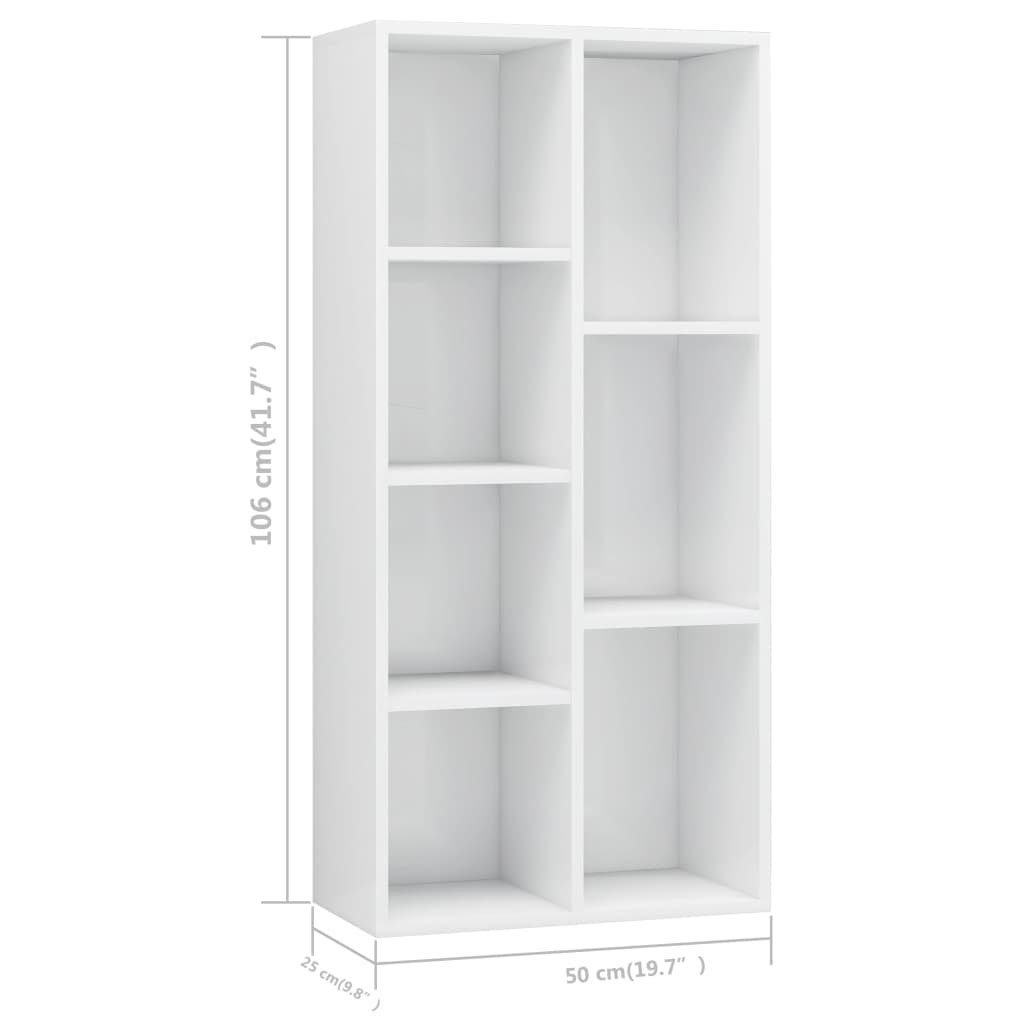 Hochglanz-Weiß Bücherregal 1-tlg. Bücherregal 50x25x106 Holzwerkstoff, cm vidaXL