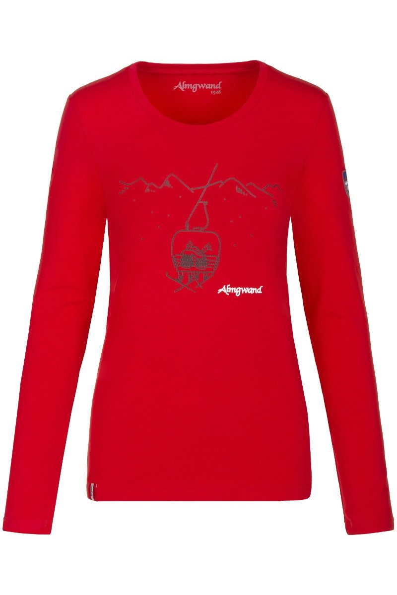 Almgwand Trachtenshirt Longsleeve Damen - DROSSELALM - rot