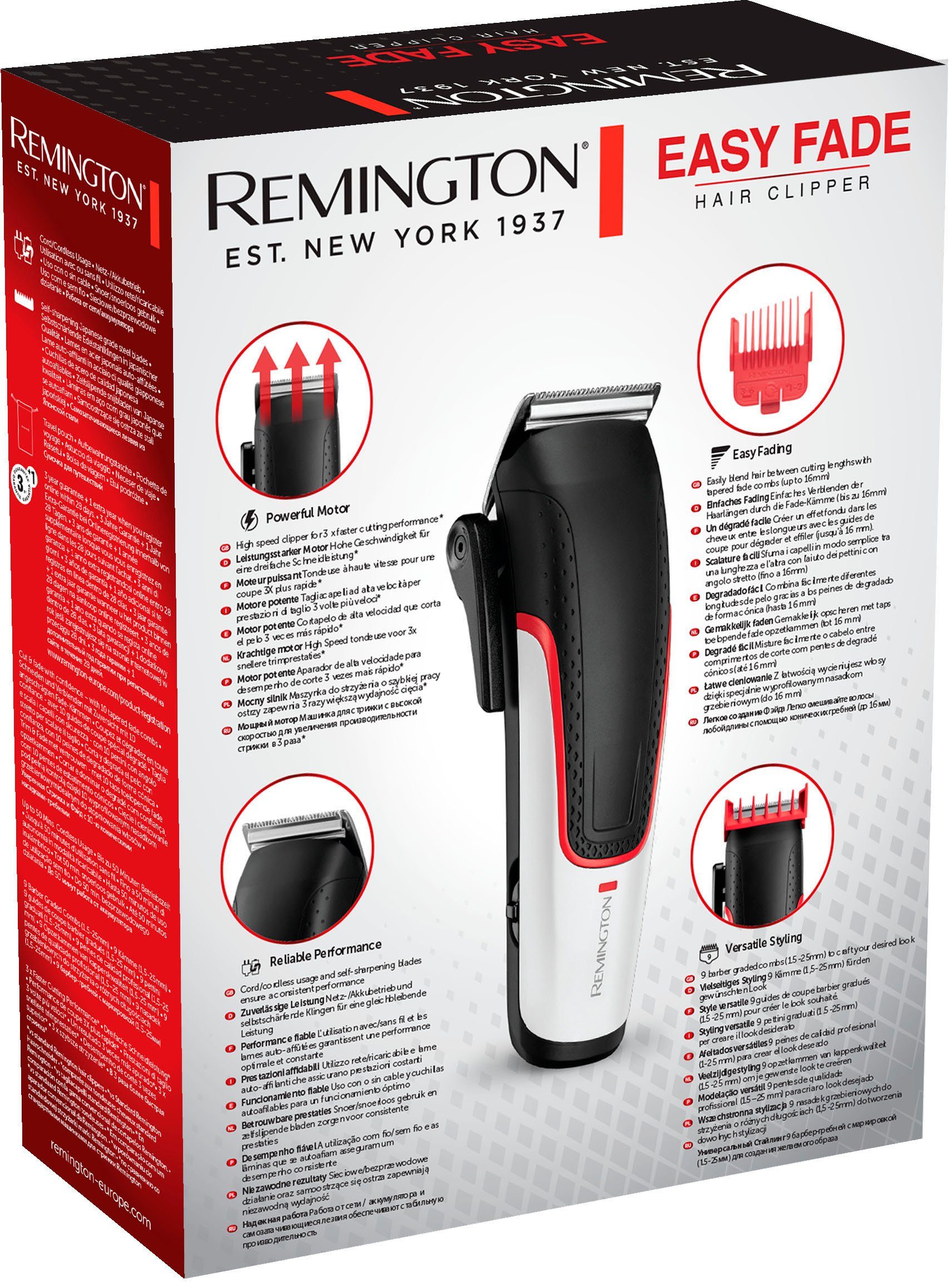 Remington Haarschneider Easy für mit Barber-Fading-Technik Styles HC500, vielzählige Fade