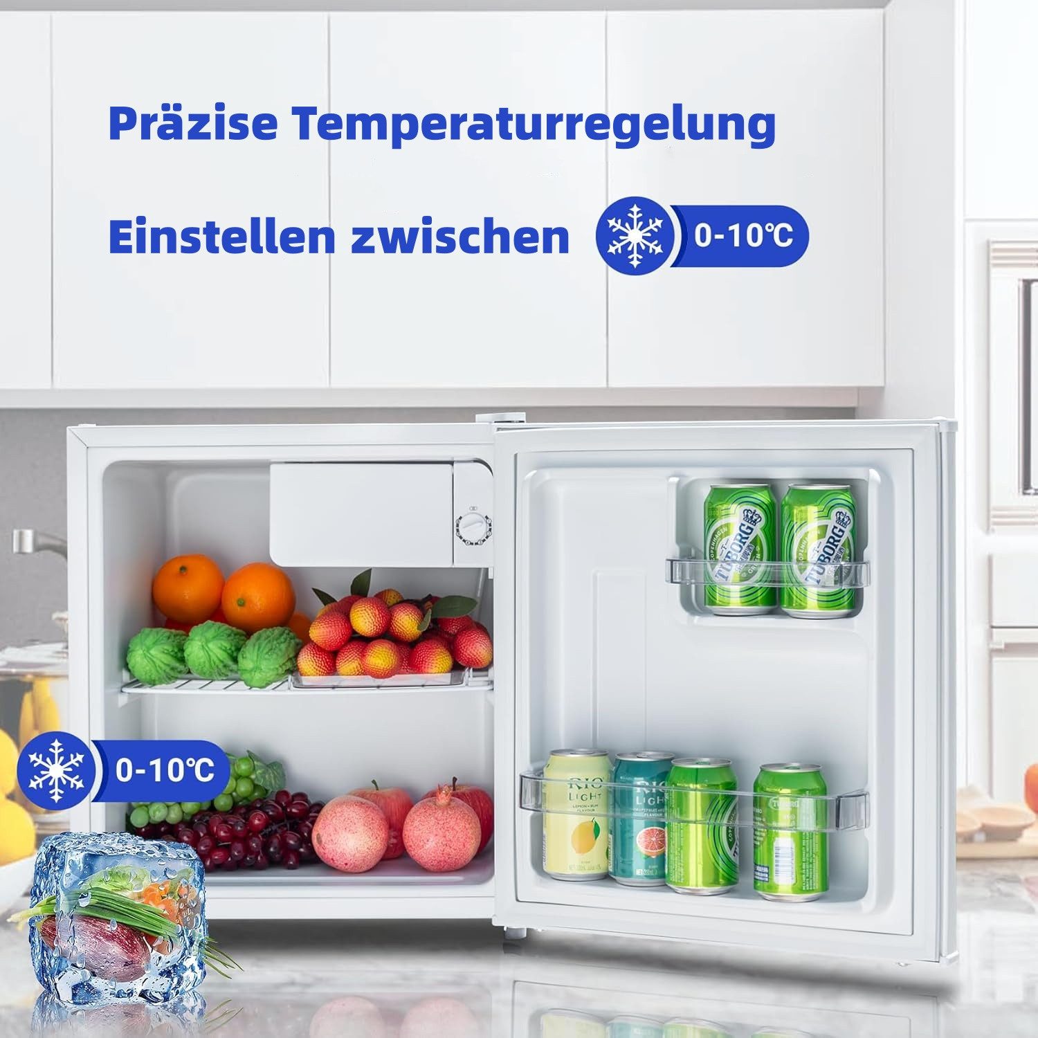 Smad Table Top Kühlschrank DSF-48D6E, 51 cm hoch, 45 cm breit, Schlafzimmer, Büro, Hotellounge, Minibar