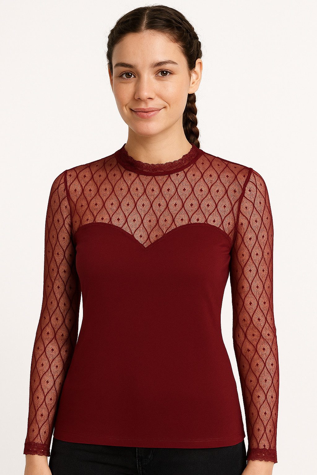 ONLY Spitzenshirt ONLSALINA L/S LACE MIX TOP JRS günstig online kaufen