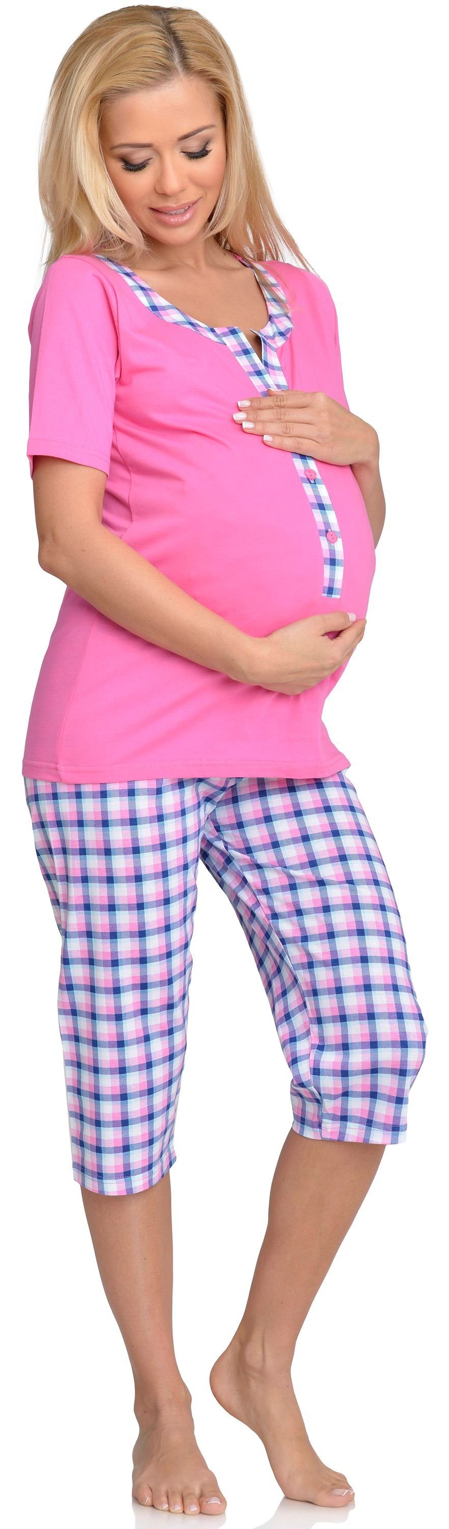 Rosa-1 Mammy Be Schlafanzug Damen Stillpyjama H2L2N2 Umstandspyjama