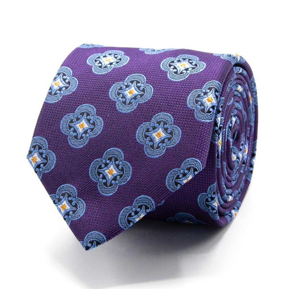 Muster Krawatte (8cm) Krawatte geometrischem Breit Seiden-Jacquard mit BGENTS Violet Ultra