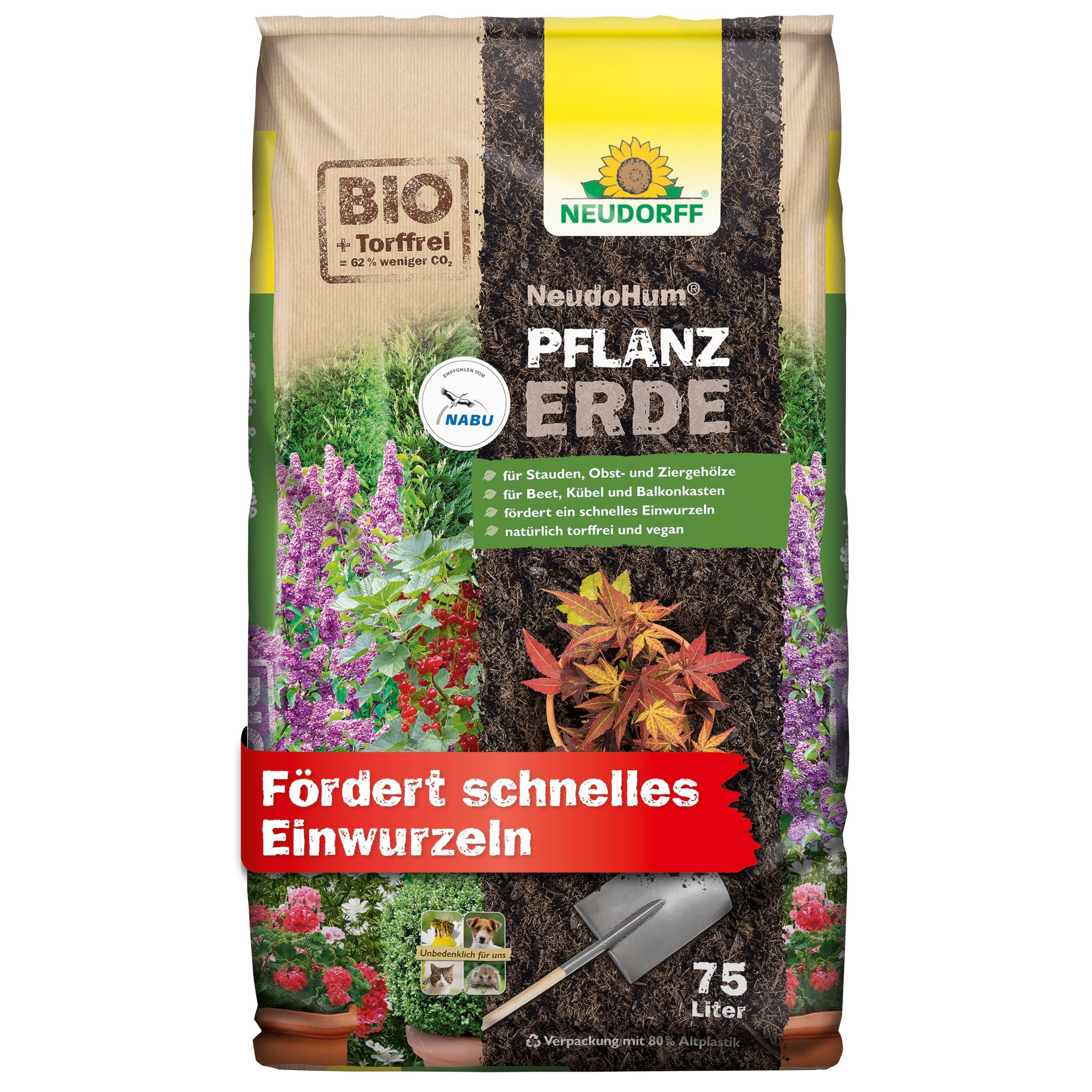 Neudorff Pflanzerde NeudoHum PflanzErde 75 Liter, (Torffreie Bio Gartenerde günstig online kaufen
