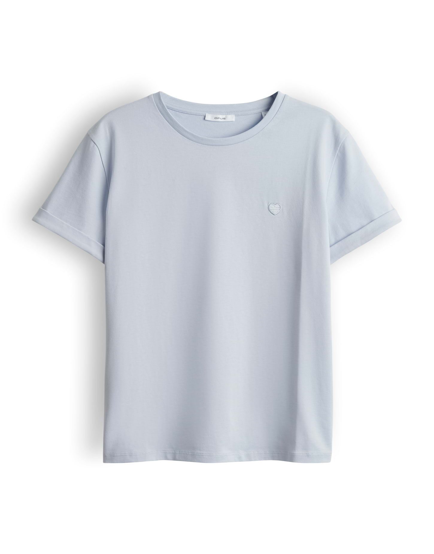OPUS T-Shirt SERZ Regular T-Shirt aus Organic Cotton gerade geschnitten mit Rundhalsausschnitt und Herzstickerei