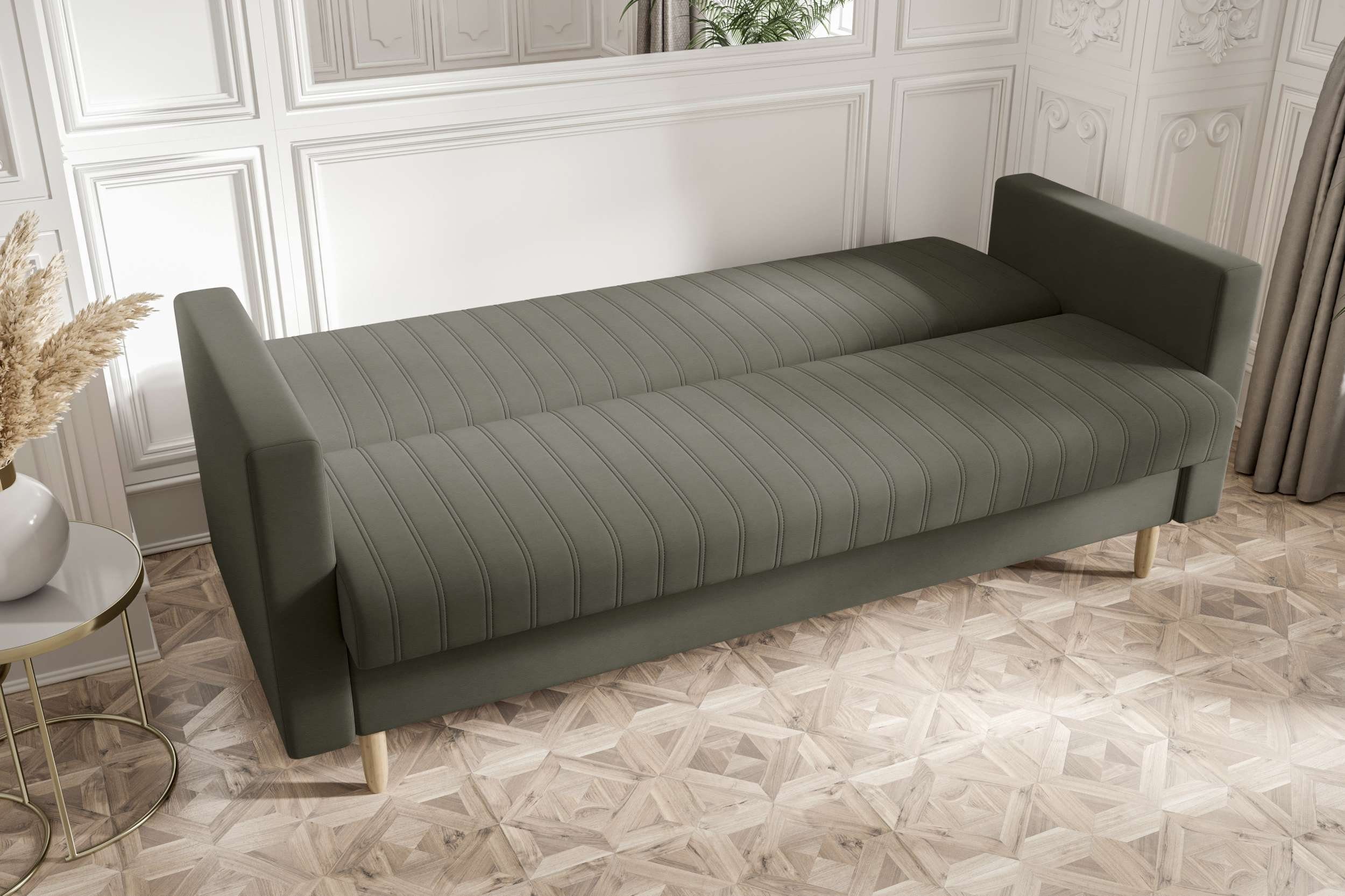 Stylefy Modern Bettfunktion, mit Bettkasten, Design 3-Sitzer Sofa, mit Melisa, Sitzkomfort, Schlafsofa,