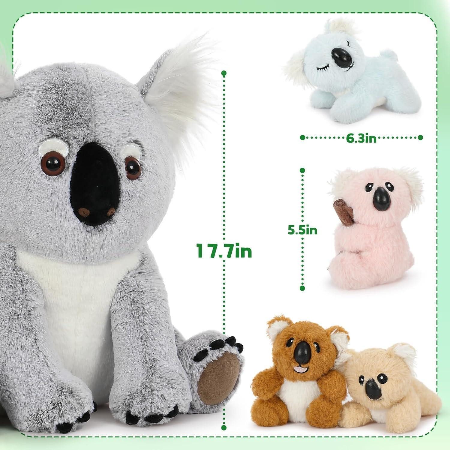 LuxusKollektion Kuscheltier Plüschtier Koala XXL 45cm 3 Baby Geschenk Kinder Grau-weiß