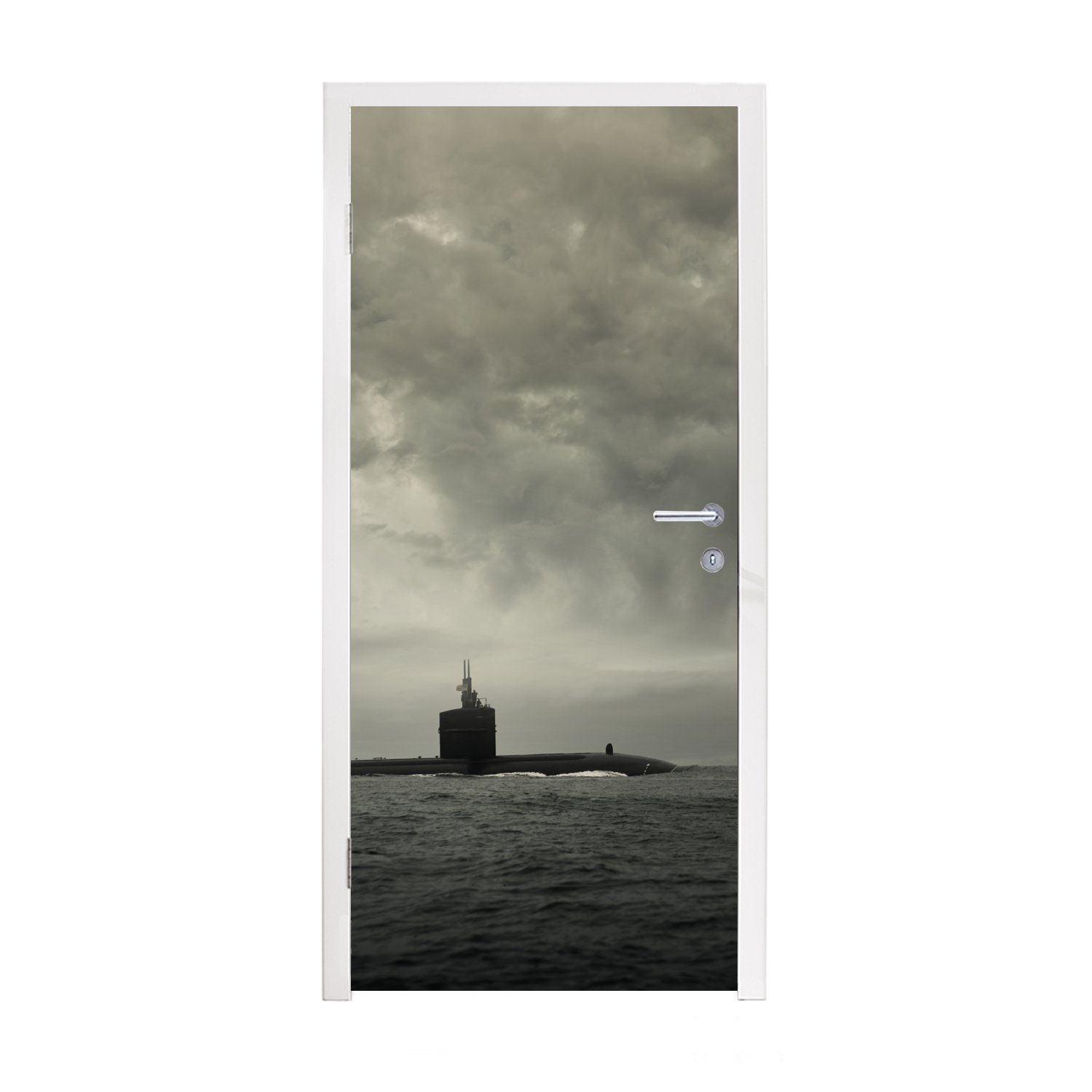 MuchoWow Türtapete Ein U-Boot taucht im Pazifischen Ozean auf, Matt, bedruckt, (1 St), Fototapete für Tür, Türaufkleber, 75x205 cm
