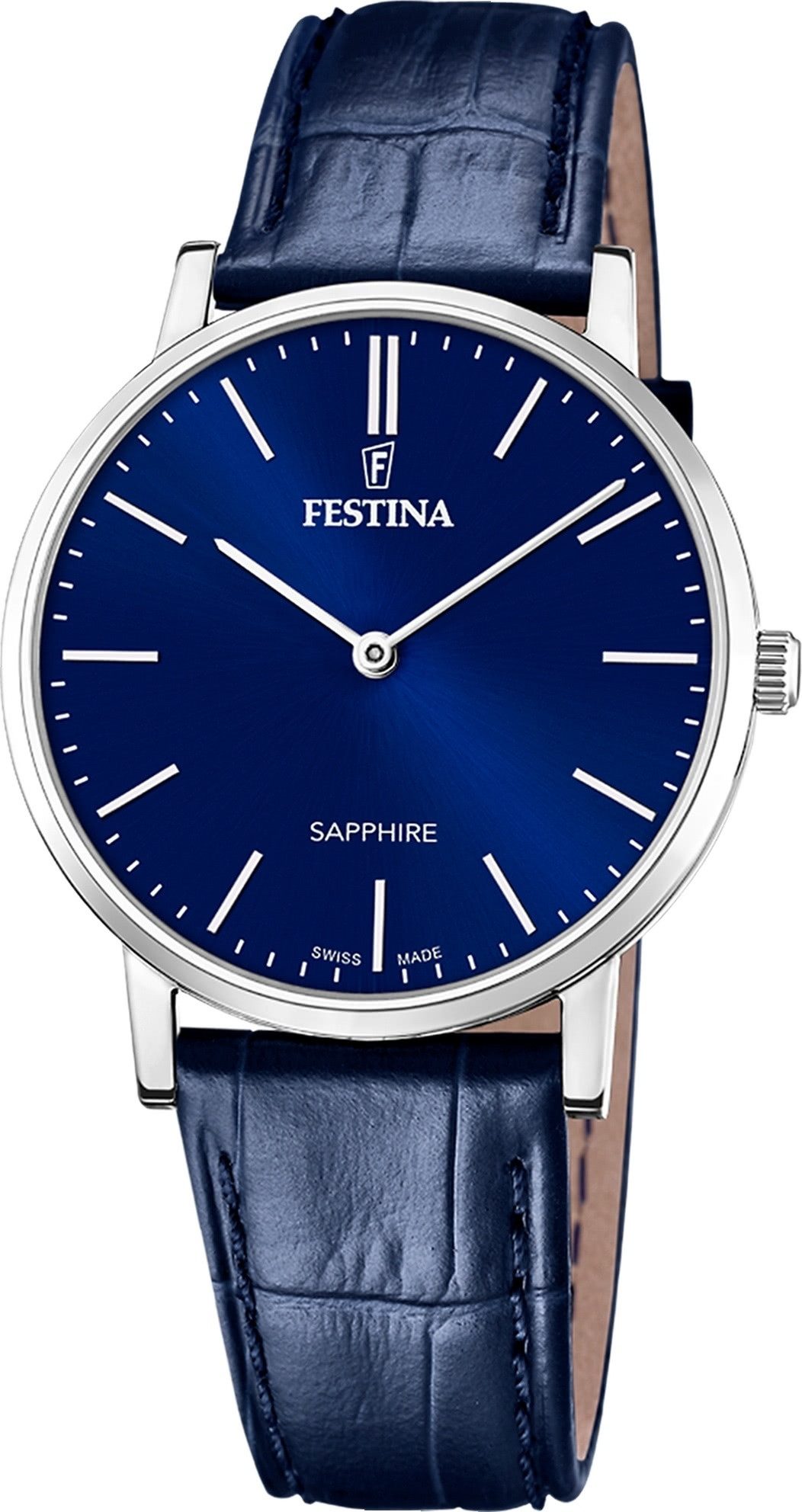 Quarzuhr Festina Herrenuhr Leder blau Festina