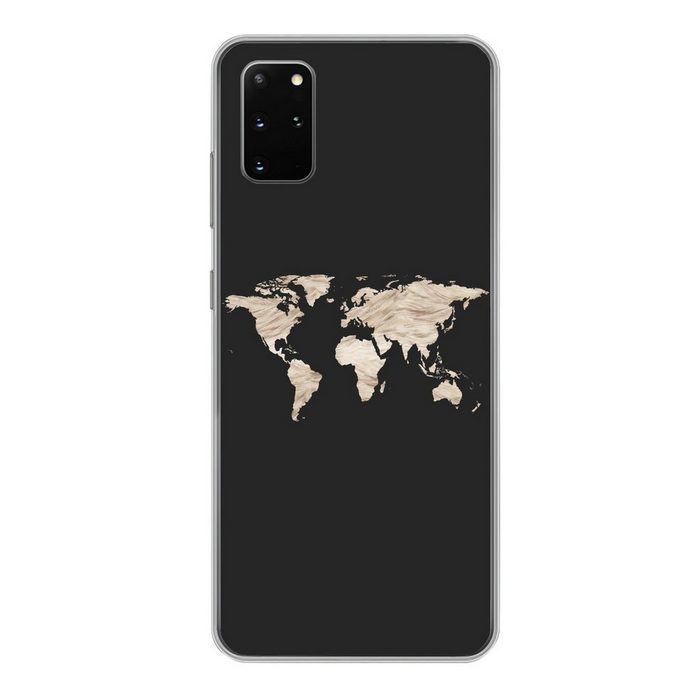 MuchoWow Handyhülle Weltkarte - Heu - Braun Phone Case Handyhülle Samsung Galaxy S20 Plus Silikon Schutzhülle