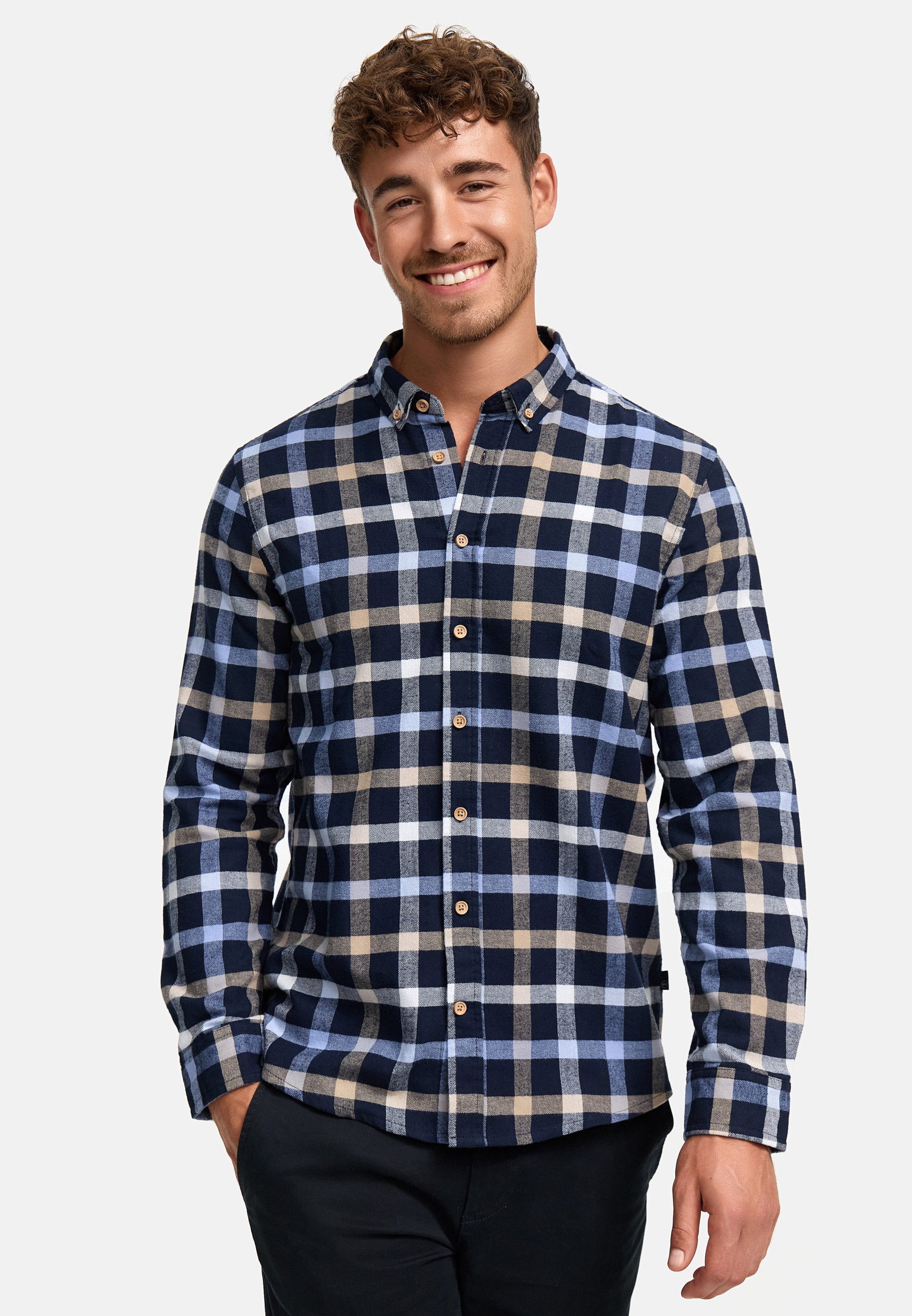 Kronstadt Langarmhemd Herren KSDean Check Herrenhemd Langarm Carohemd mit B günstig online kaufen