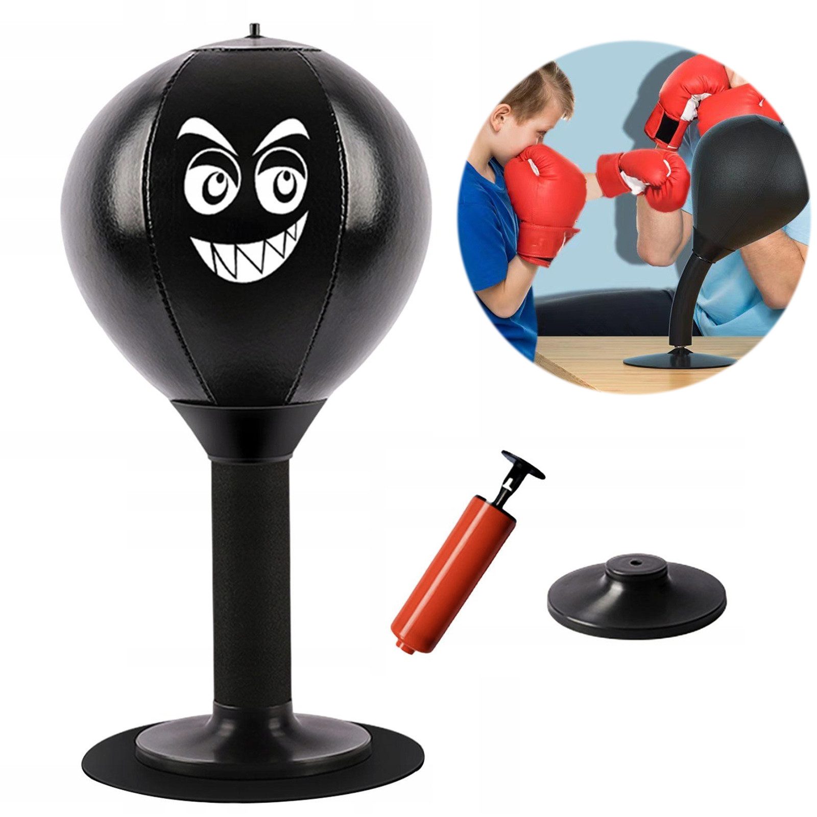 STILVORA Punchingball Boxball mit Saugnapf Tischboxball Box-Set für Kinder,inkl. Luftpumpe (Schreibtisch Boxball, 1-tlg., mit Handpumpe und superstarkem Saugnapf), für Stressabbau Konzentration und Bewegung