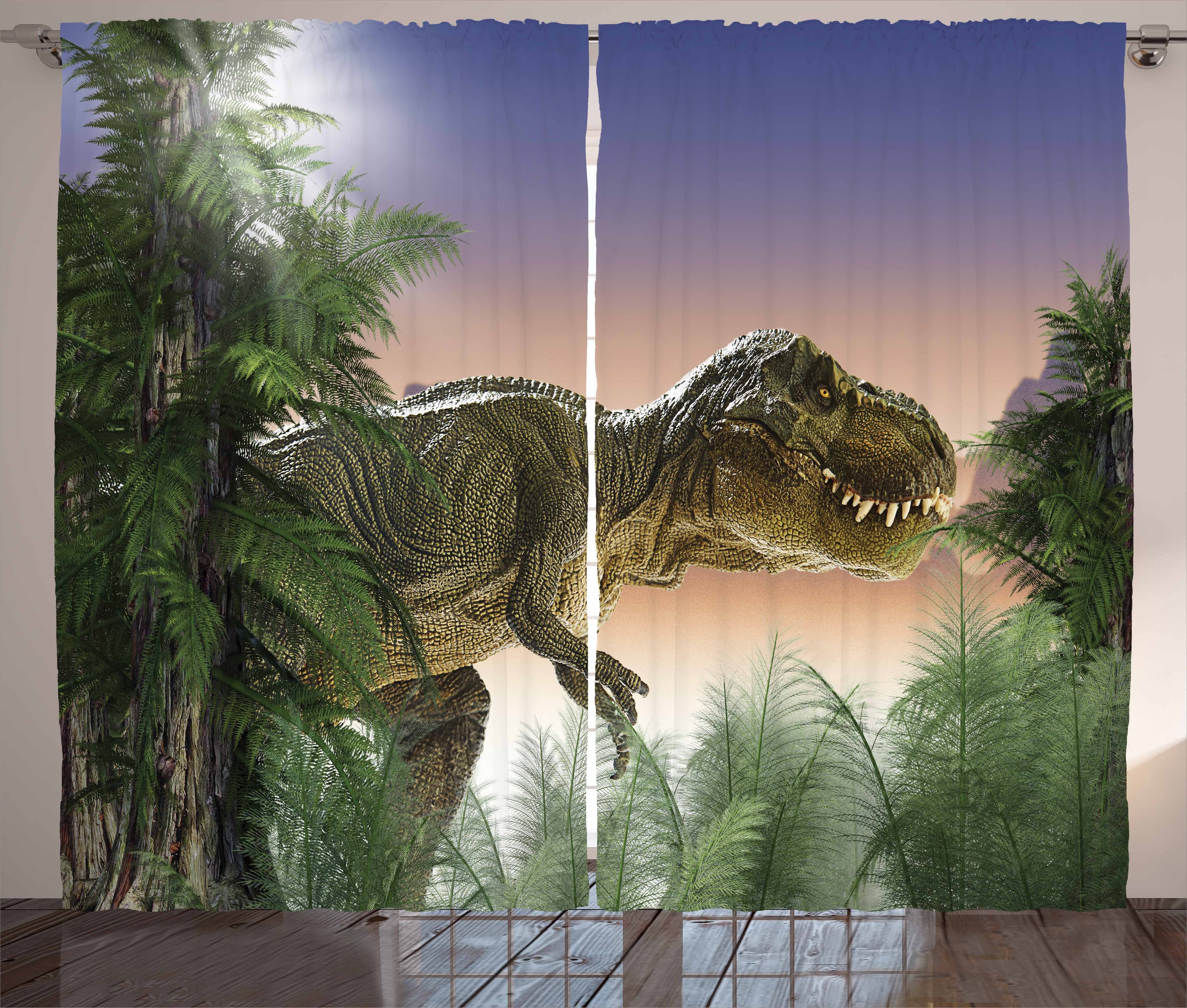 Dschungel Dinosaurier im Schlafzimmer Haken, Gardine Schlaufen Jurassic Kräuselband Abakuhaus, mit und Vorhang