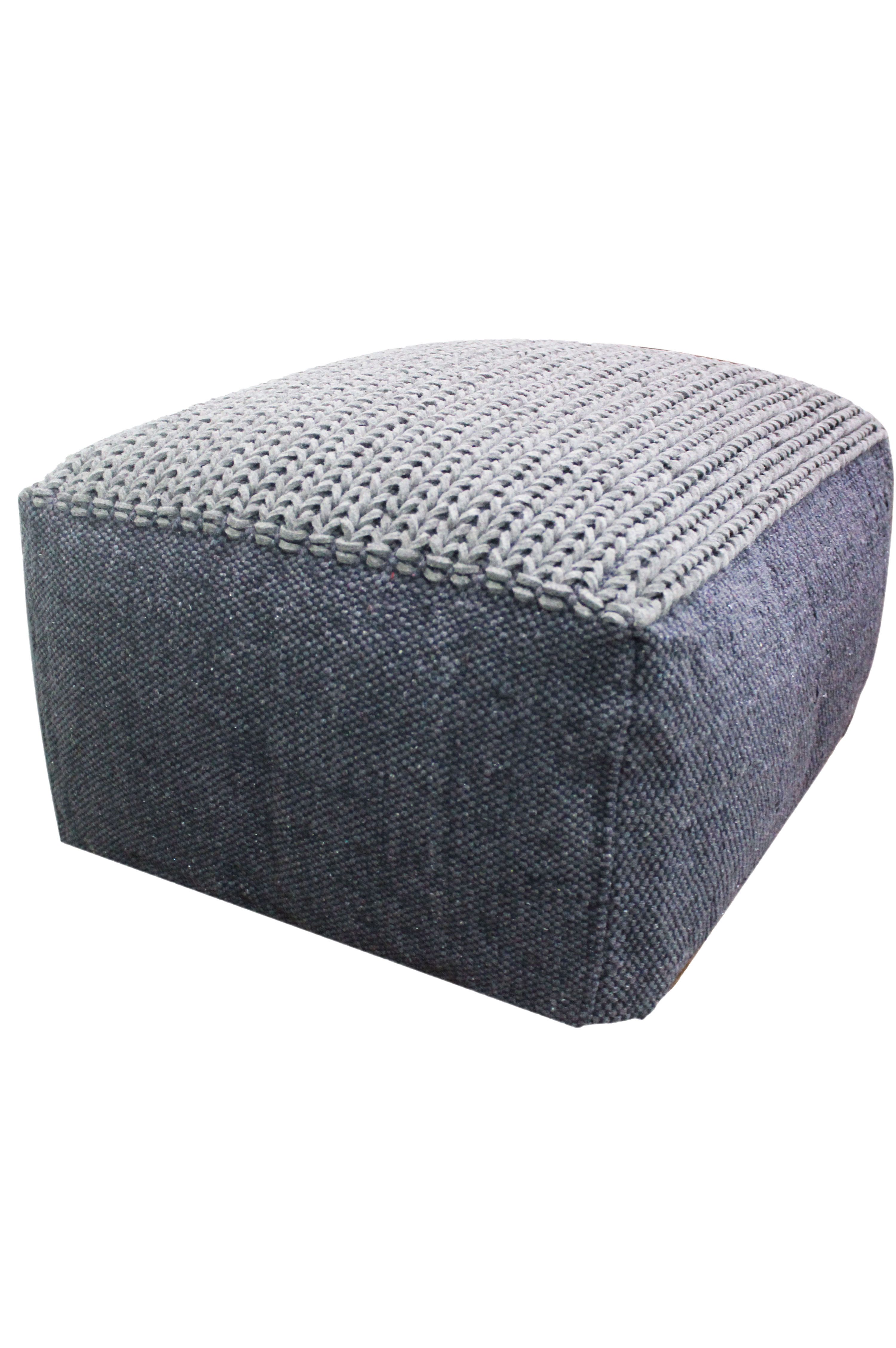 Marrakesch Orient & Mediterran Interior Pouf Sitzkissen Sitzpouf Bailee 60cm Eckig Grau (1-St), Handarbeit
