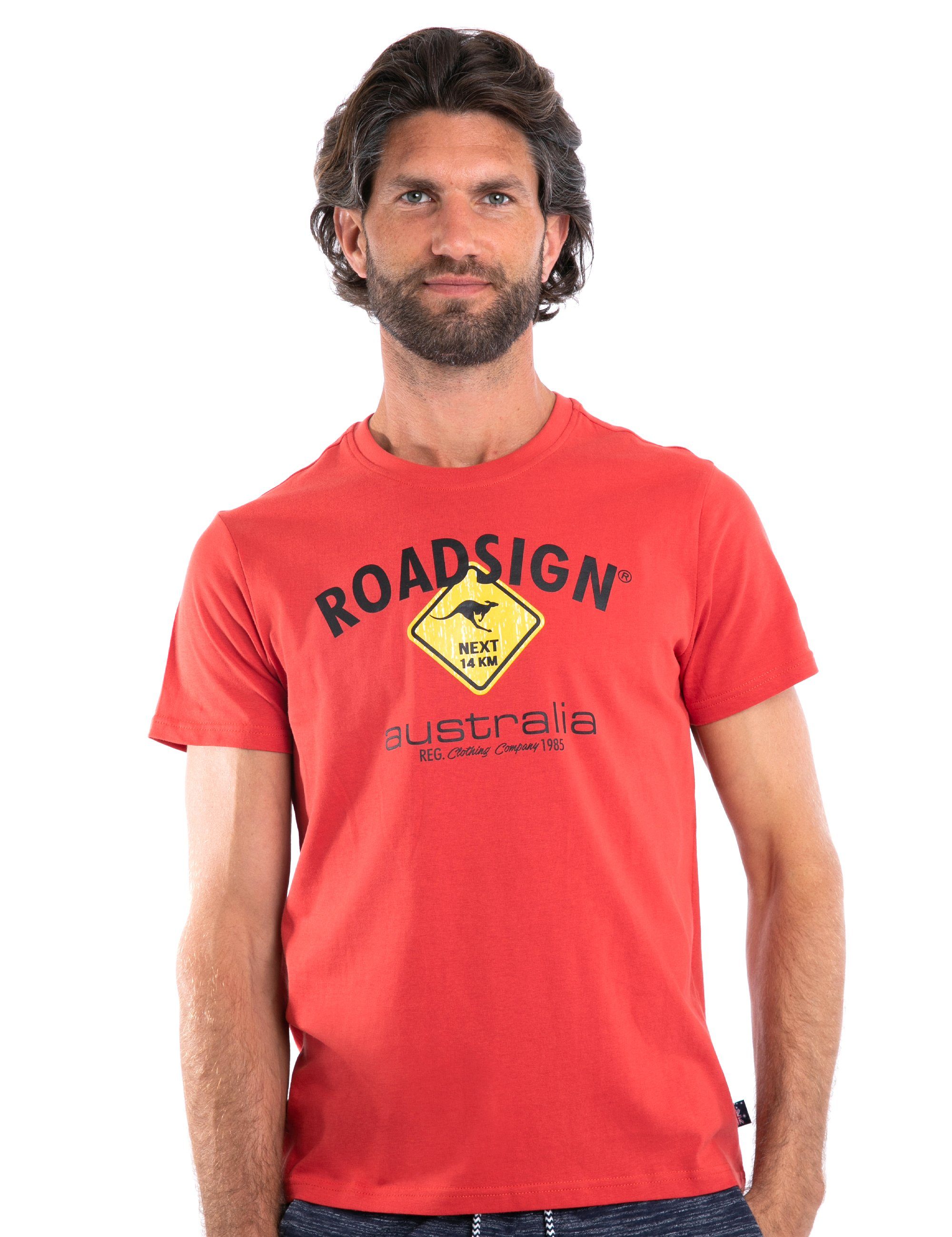 ROADSIGN australia T-Shirt Logoprint (1-tlg) mit Logo-Aufdruck und Rundhalsausschnitt, 100 % Baumwolle rot