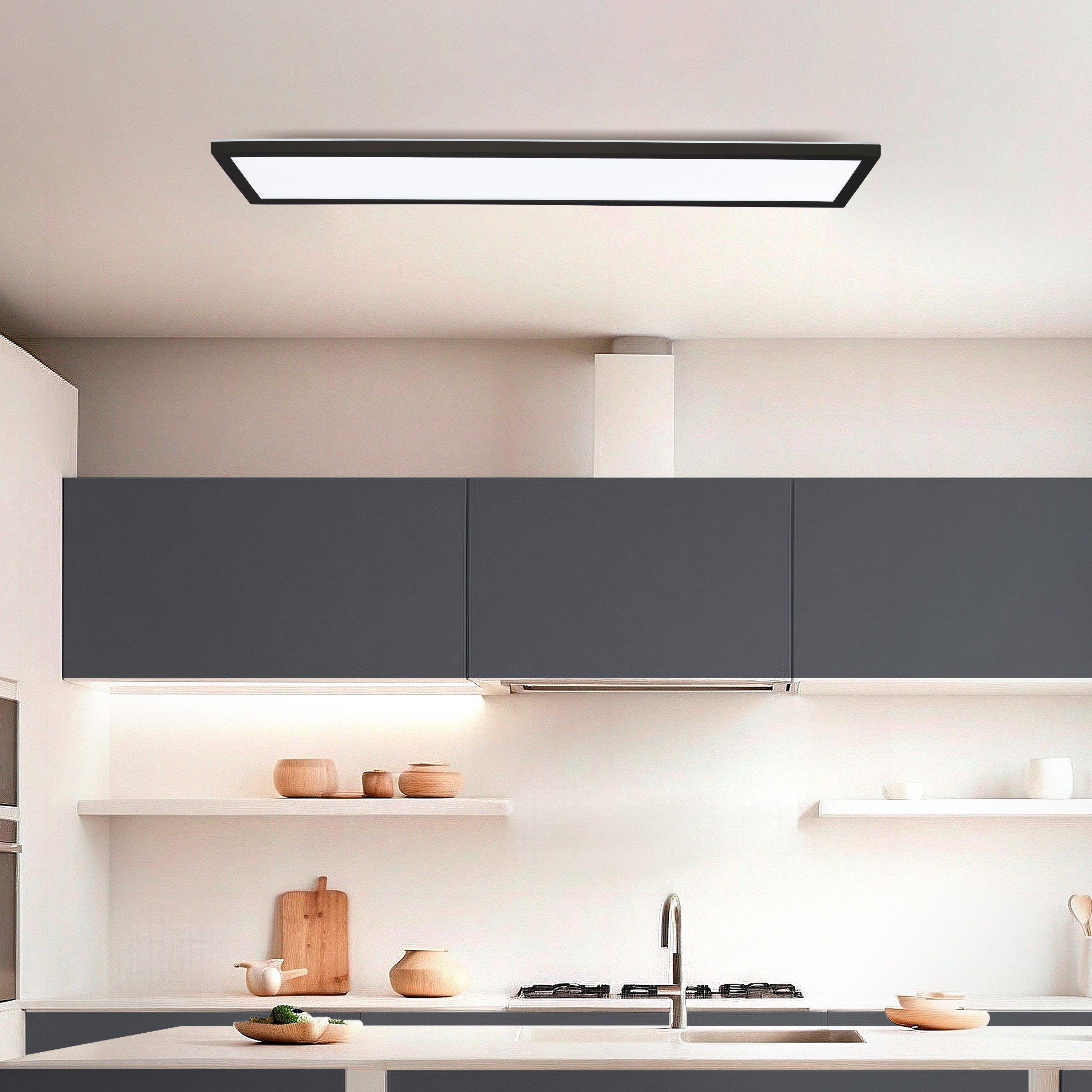 Hanseatic LED Panel DLP220A, CCT - über Fernbedienung, LED fest integriert, warmweiß - kaltweiß, Deckenlampe, Deckenleuchte, dimmbar, CCT über Wandschalter, Backlight