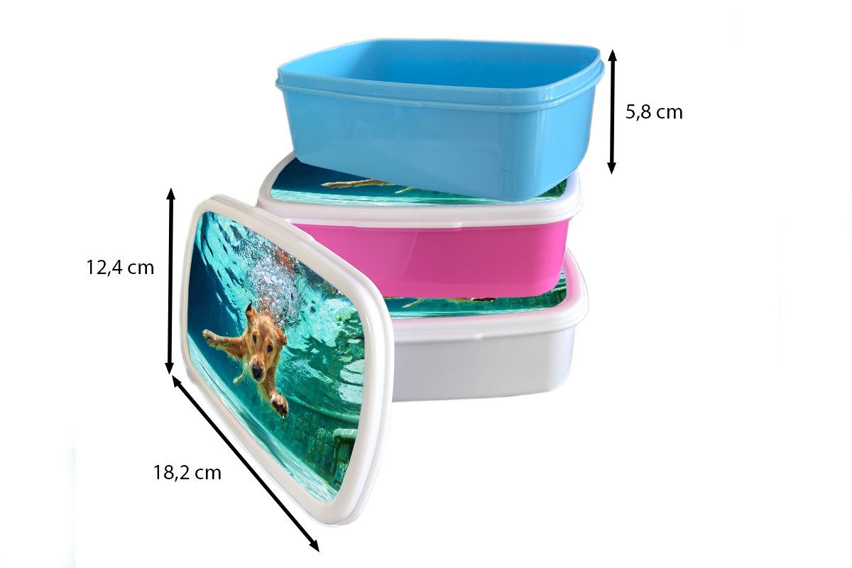 - Brotdose für Kunststoff, (2-tlg), Kinder, Wasser, Erwachsene, MuchoWow Snackbox, Pool Lunchbox - Mädchen, Kunststoff Brotbox rosa Hund