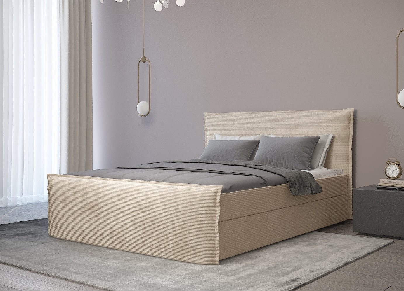 B&B Home Boxspringbett Boxbett Boro (H3 Matratze Bonellfederung, Kopfteil, Bettkasten und Topper)