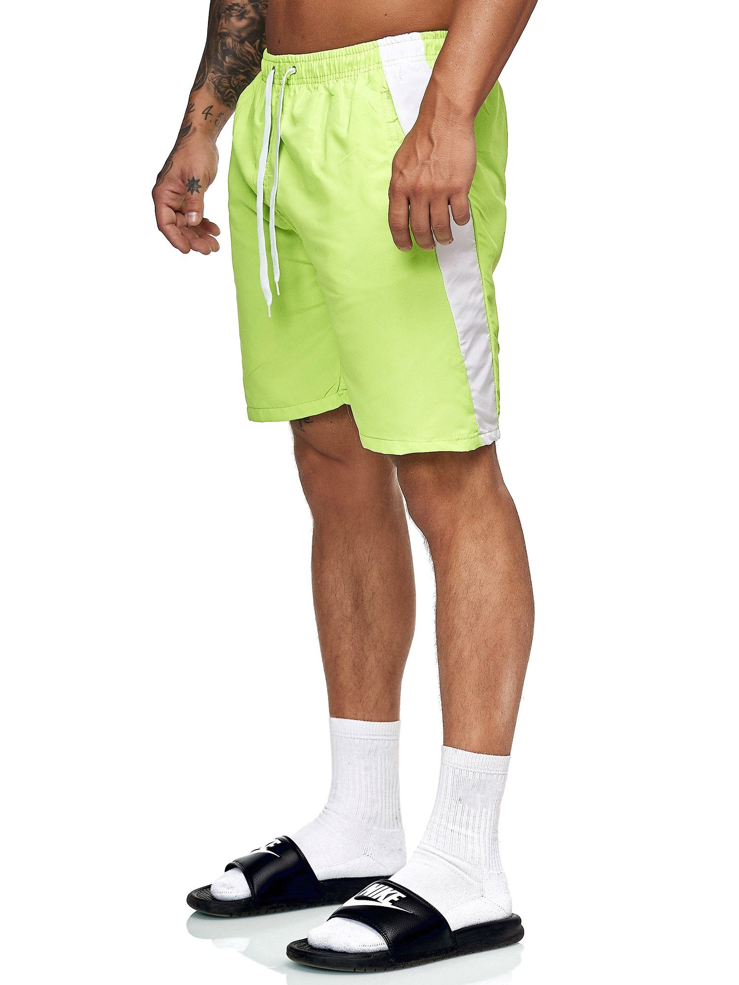 (Kurze Casual 400 im 1-tlg., OneRedox Bermudas Shorts Grün BH200 Hose Fitness modischem Weiss Sweatpants, Freizeit Design)
