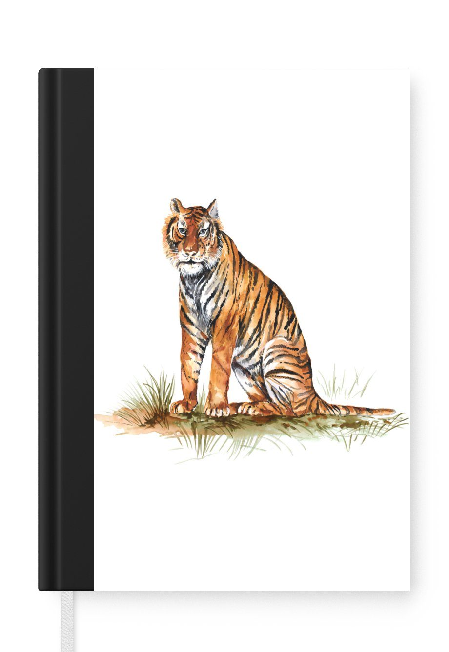 MuchoWow Notizbuch Tiger - Weiß - Gras, Journal, Merkzettel, Tagebuch, Notizheft, A5, 98 Seiten, Haushaltsbuch