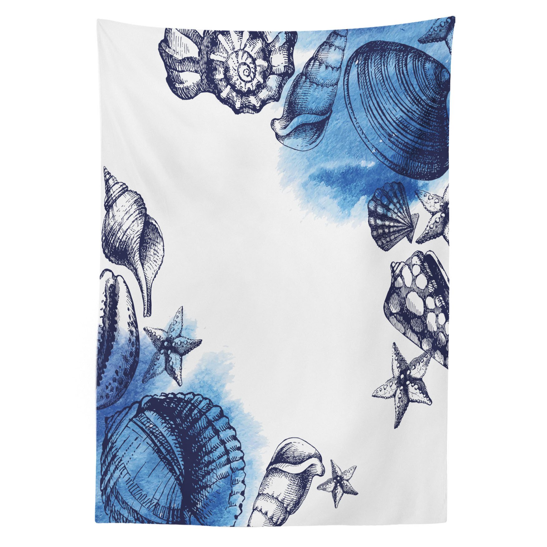 Abakuhaus Tischdecke Farbfest Waschbar Für den Außen Bereich geeignet Klare Farben, Ozean Sealife Sea Shells Sand