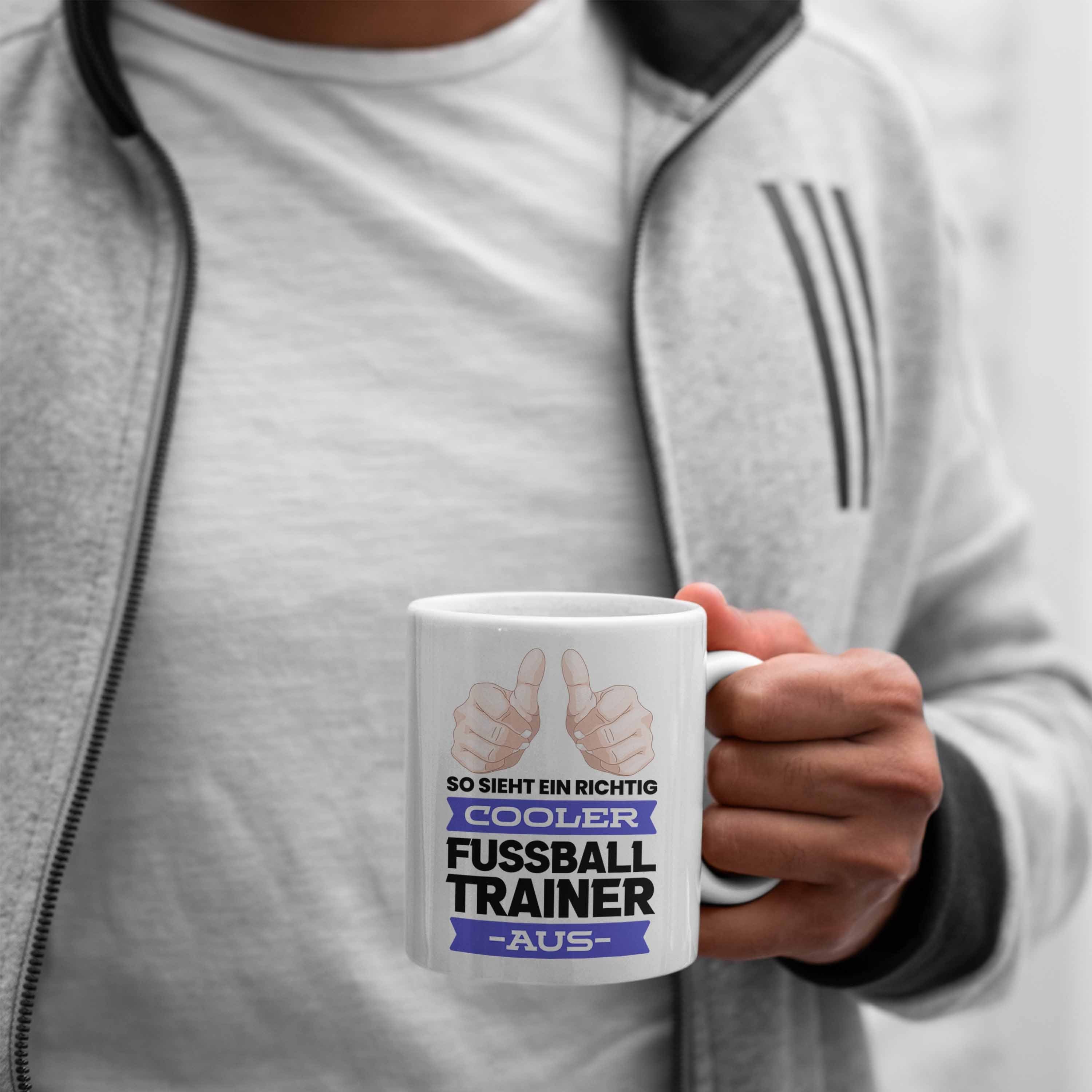 Trendation Tasse Geschenk Fussballtrainer Coach Tasse - Fußball Danke Trendation Geburtstag Bester Spruch Weiss Weihnachten Geschenkidee