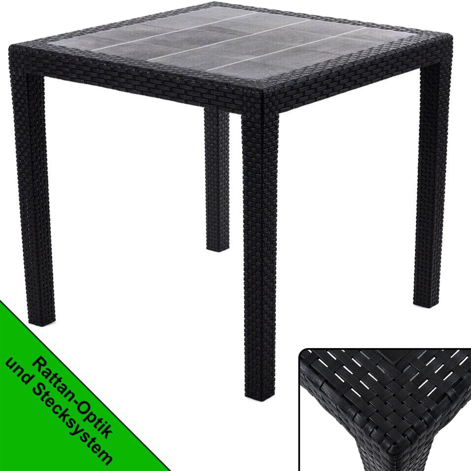 Progarden Gartentisch Balkontisch Terrassentisch Rattanoptik Bistrotisch günstig online kaufen
