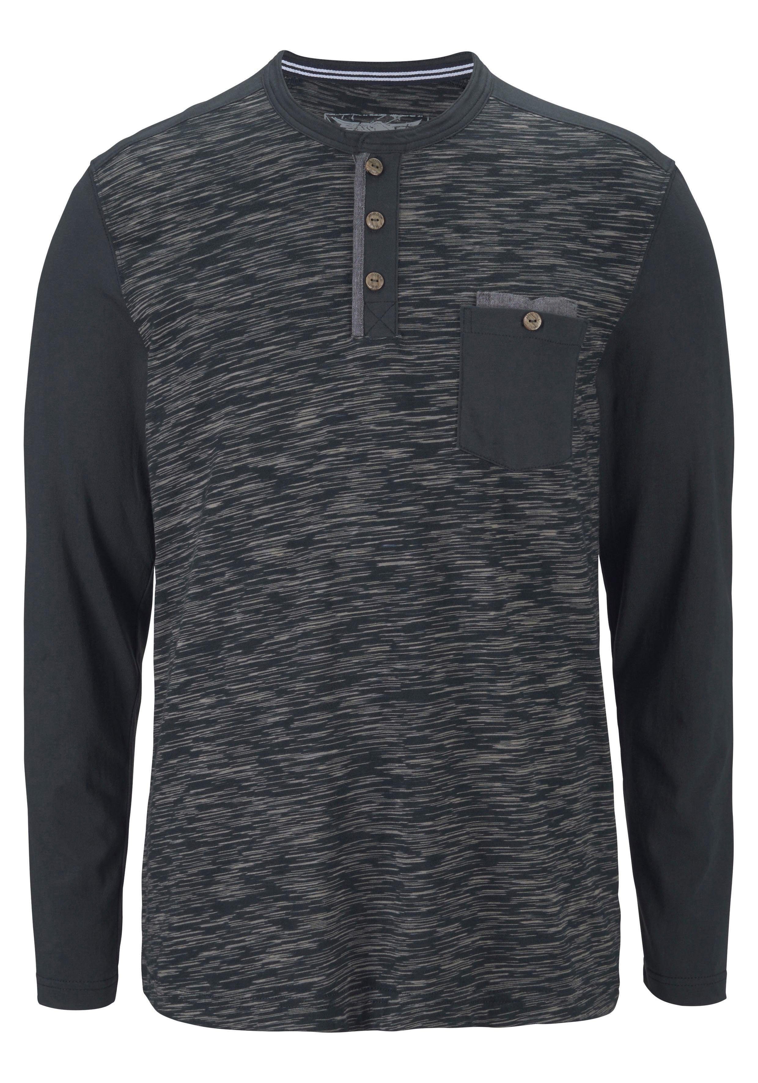 Arizona Longsleeve Langarm, melierte Optik, Rundhalsausschnitt mit Knopfleiste. Reduzierter Preis € 19,99. Unverbindliche Preisempfehlung € 22,99, (€ 19,99 pro 1 Stk)