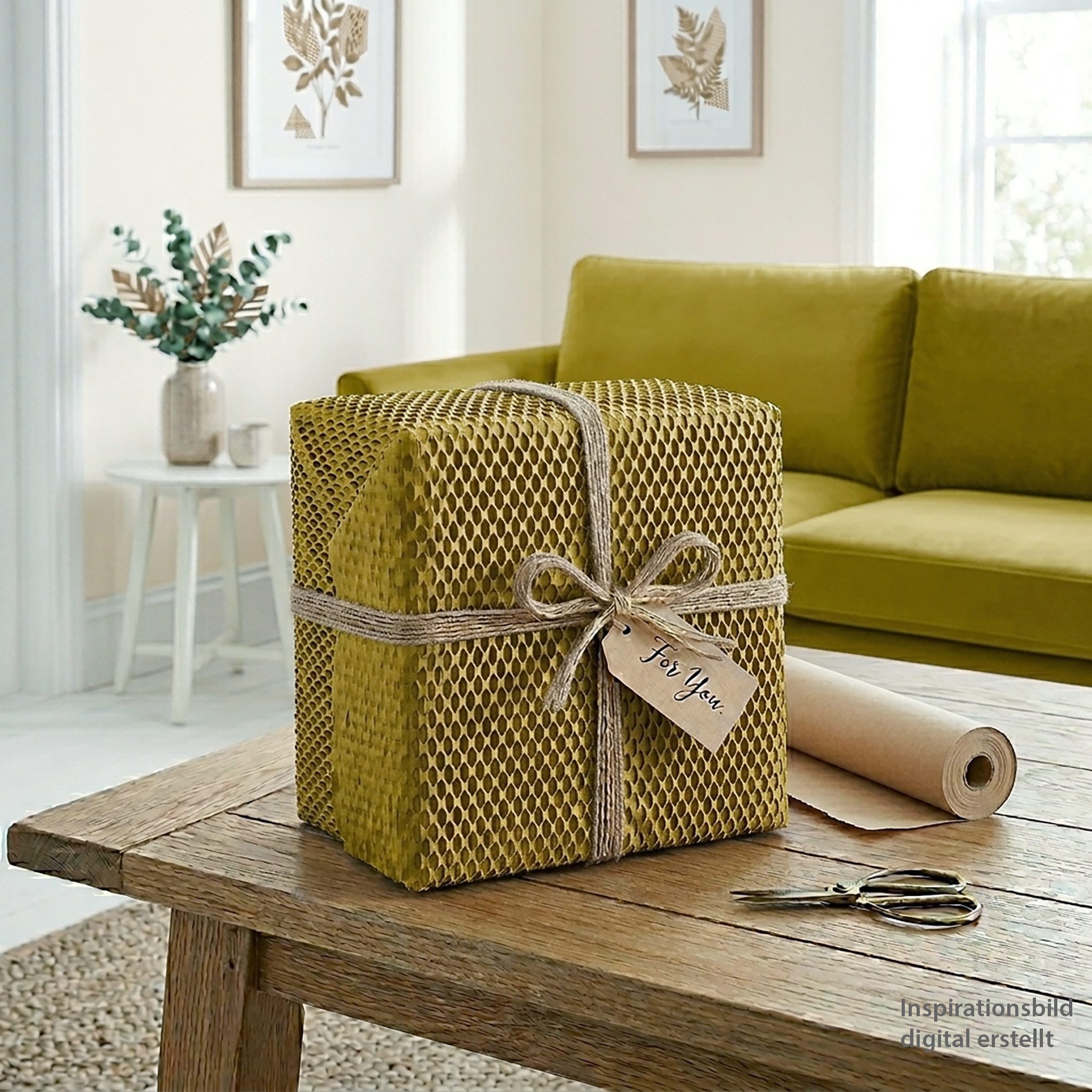 Creativery Packpapier, Wabenpapier 50cm x 25m Rolle für Verpackung & Polsterung Lindgrün