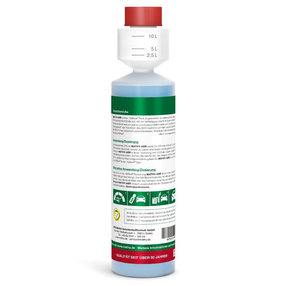 MATHY Diesel-Additiv MATHY-ABR Anti-Kristall-Systemreiniger 250 ml, 0,25 l, (1-St) Reinigt das SCR-System inkl. Pumpe. Zusatz geeignet für AdBlue®