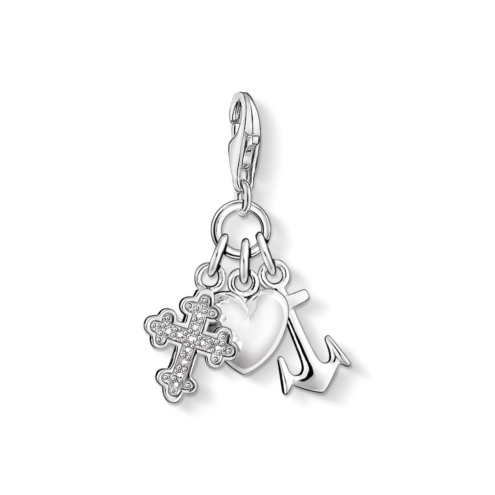 THOMAS SABO Charm-Einhänger Kreuz-, Herz-, Anker-Design, Glaube, Liebe, Hoffnung, mit Zirkonia